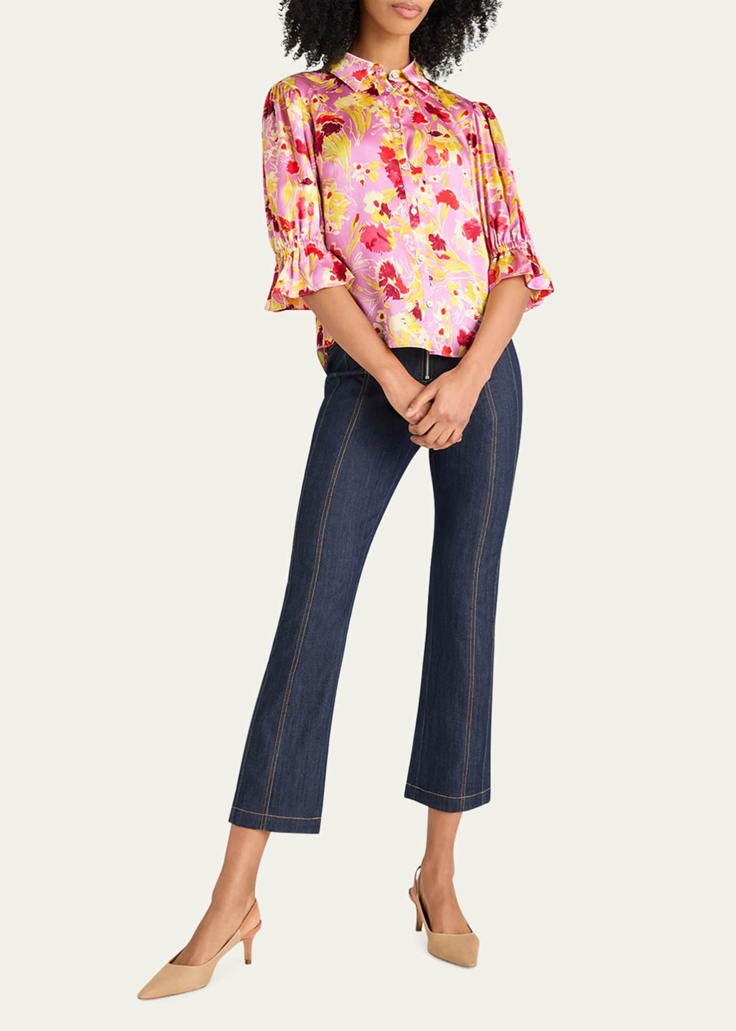 Cinq a Sept Fiona Floral Puff-Sleeve Top Image 2 of 5