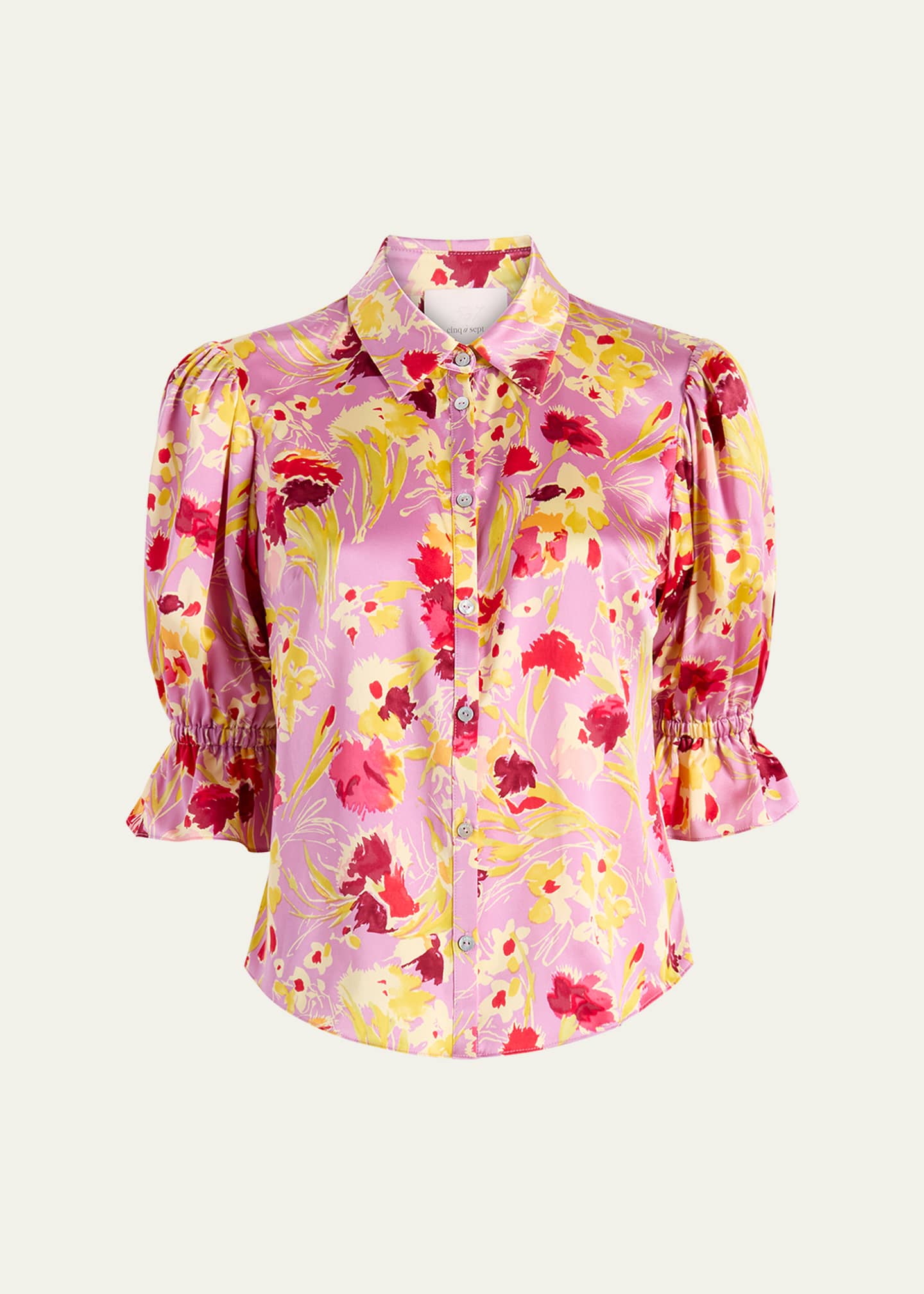 Cinq a Sept Fiona Floral Puff-Sleeve Top Image 1 of 5