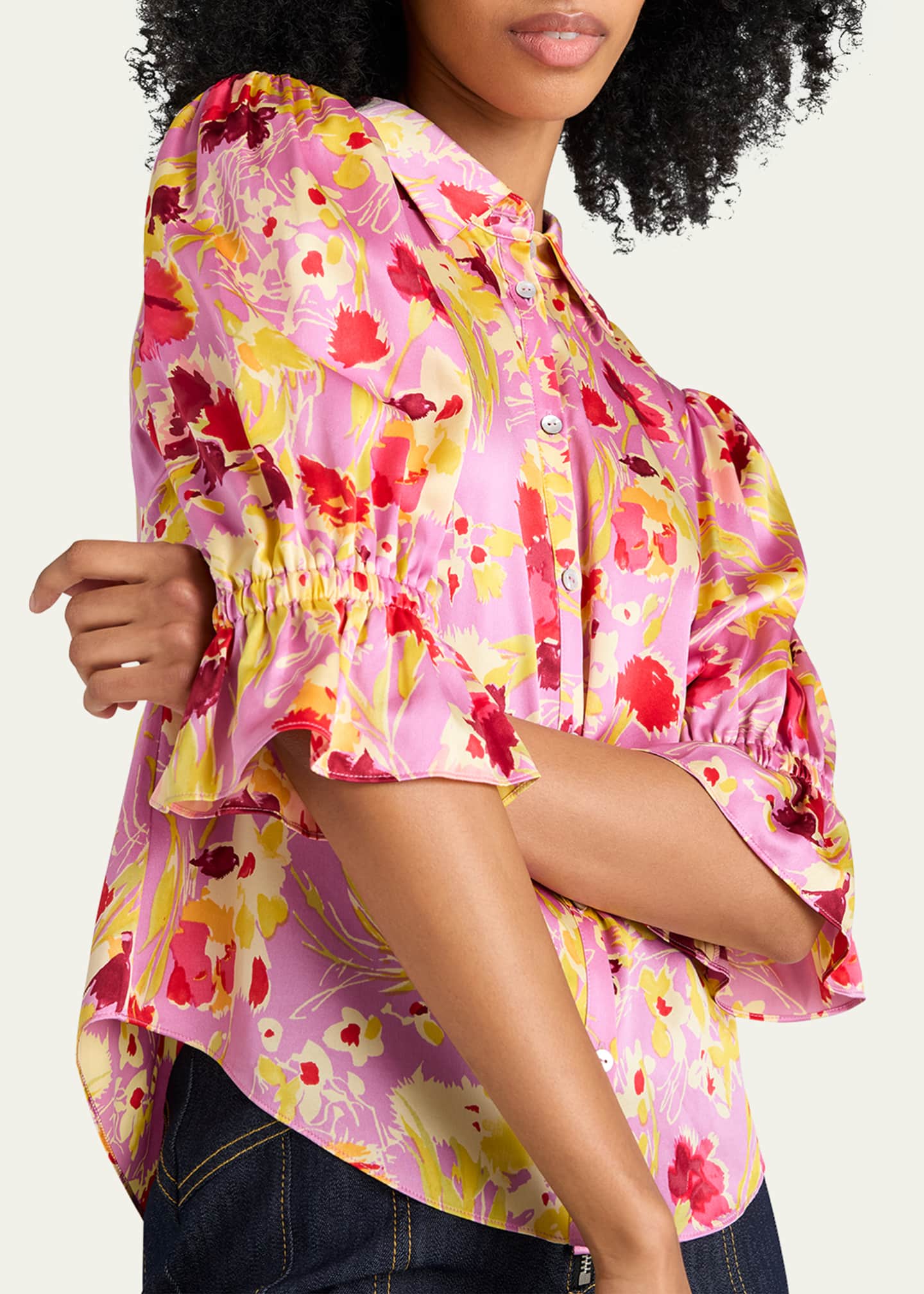 Cinq a Sept Fiona Floral Puff-Sleeve Top Image 5 of 5