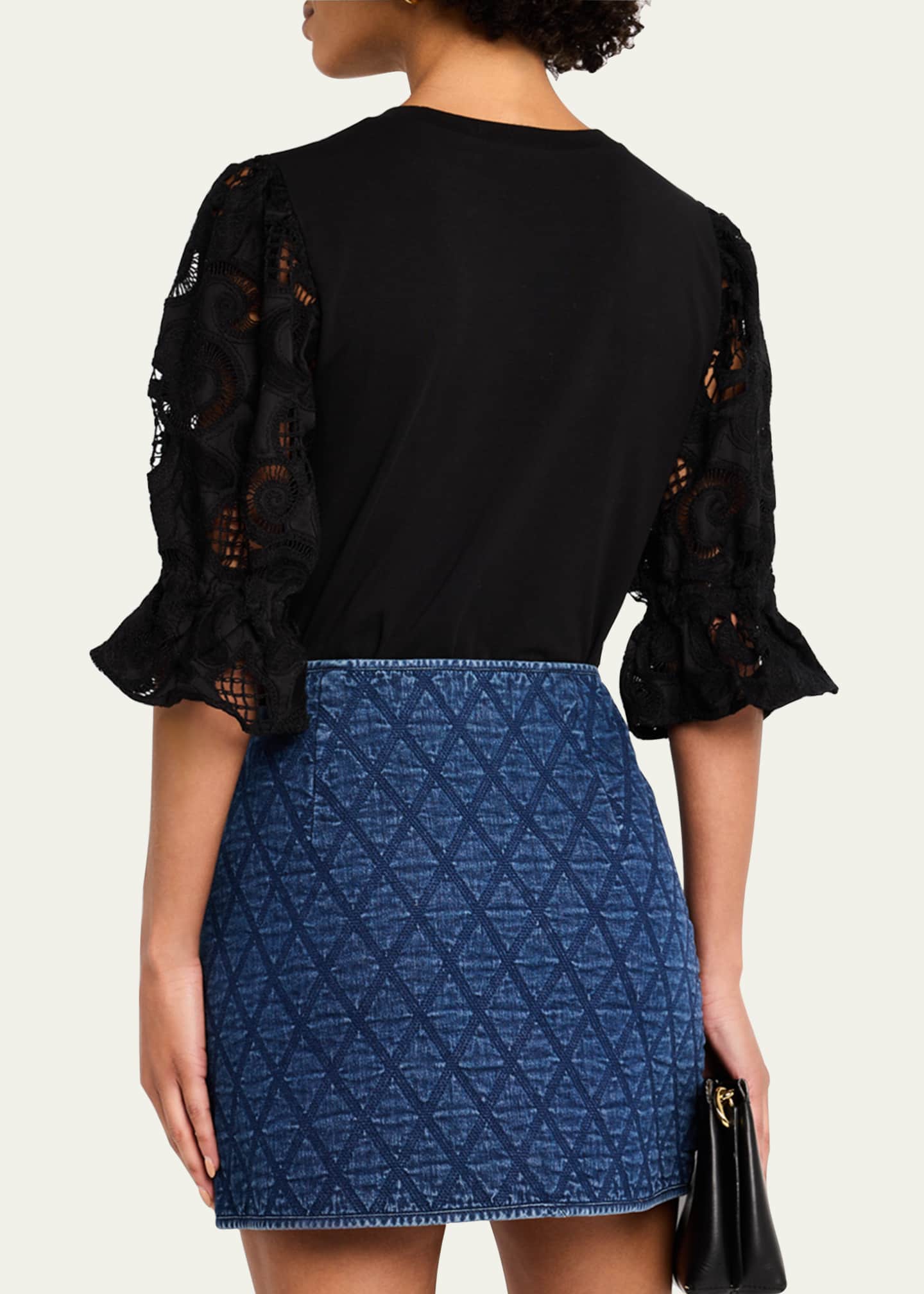 Cinq a Sept Carmine Embroidered Puff-Sleeve Top Image 3 of 5