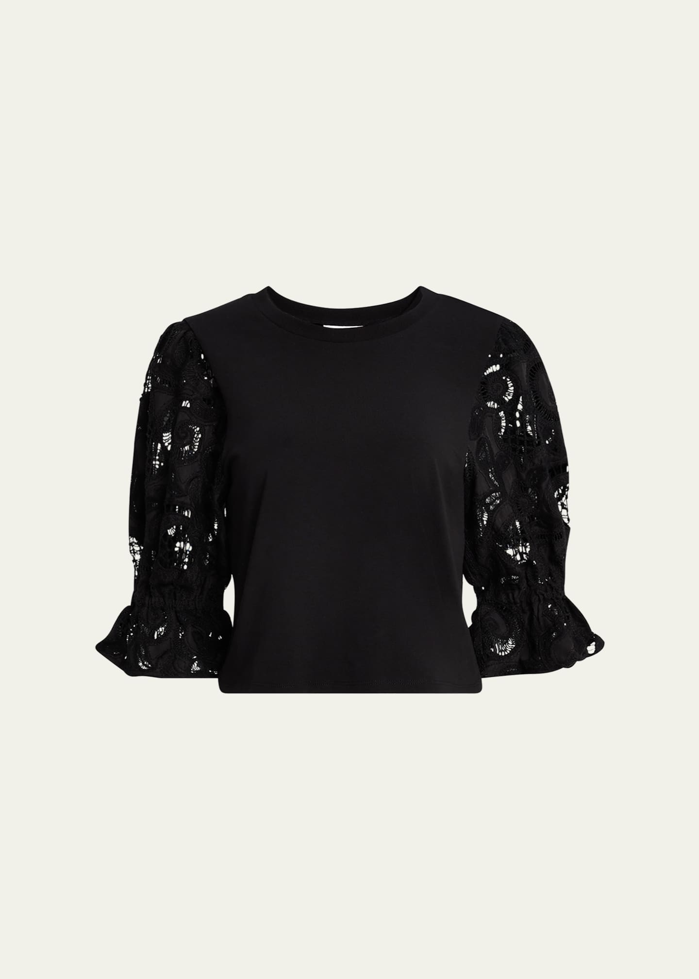 Cinq a Sept Carmine Embroidered Puff-Sleeve Top Image 1 of 5