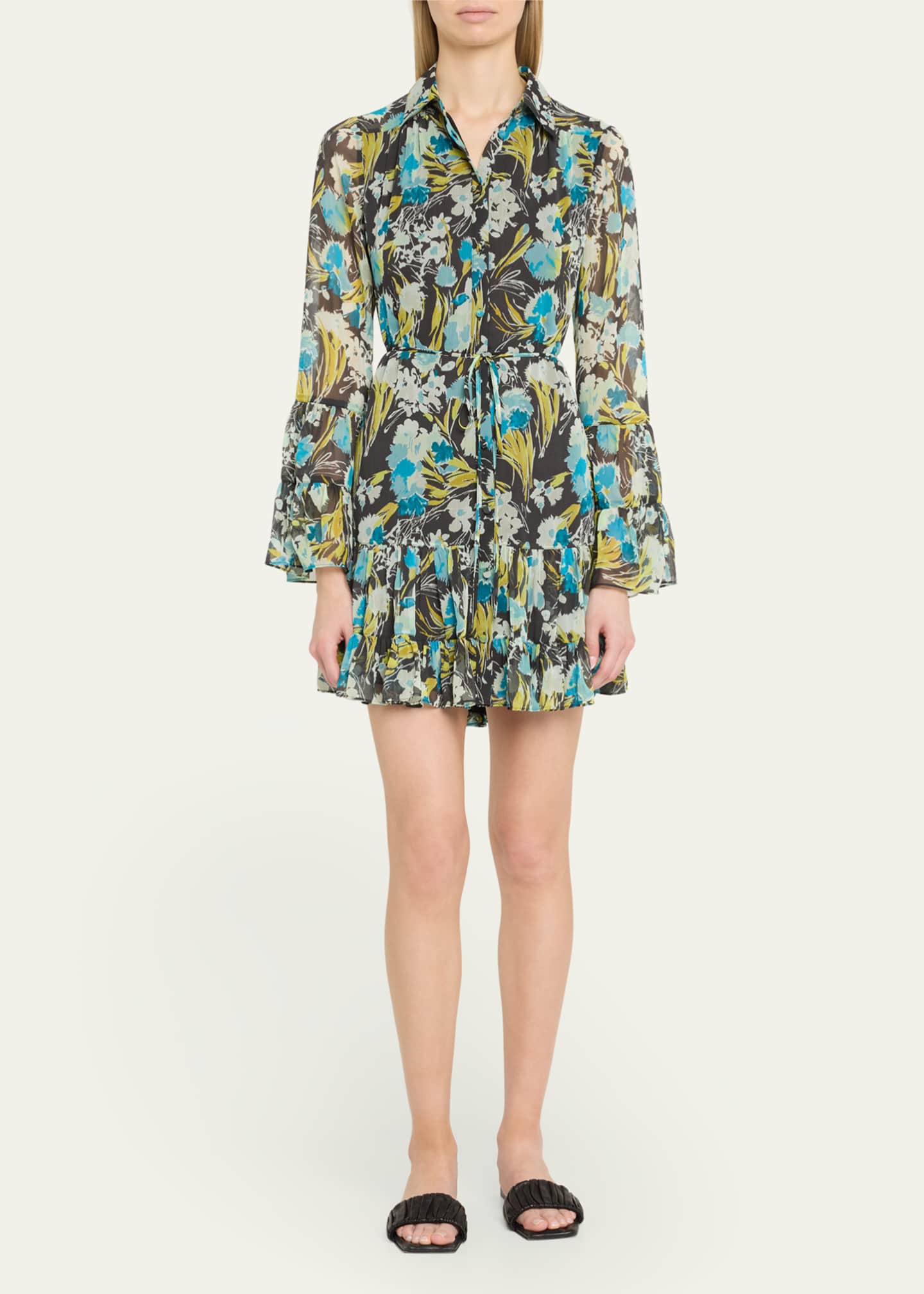 Cinq a Sept Lyra Floral Long-Sleeve Mini Dress Image 2 of 5