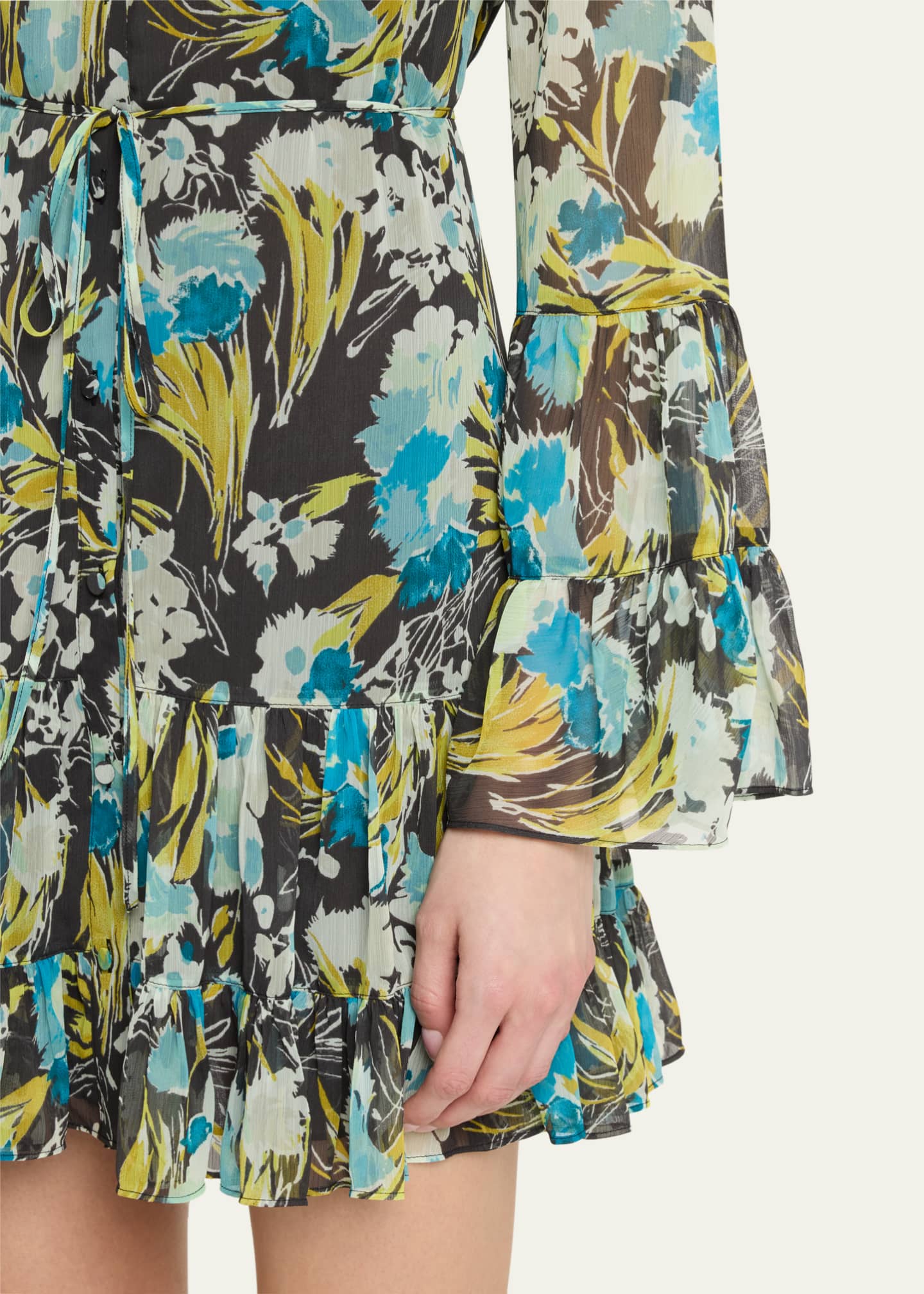 Cinq a Sept Lyra Floral Long-Sleeve Mini Dress Image 5 of 5