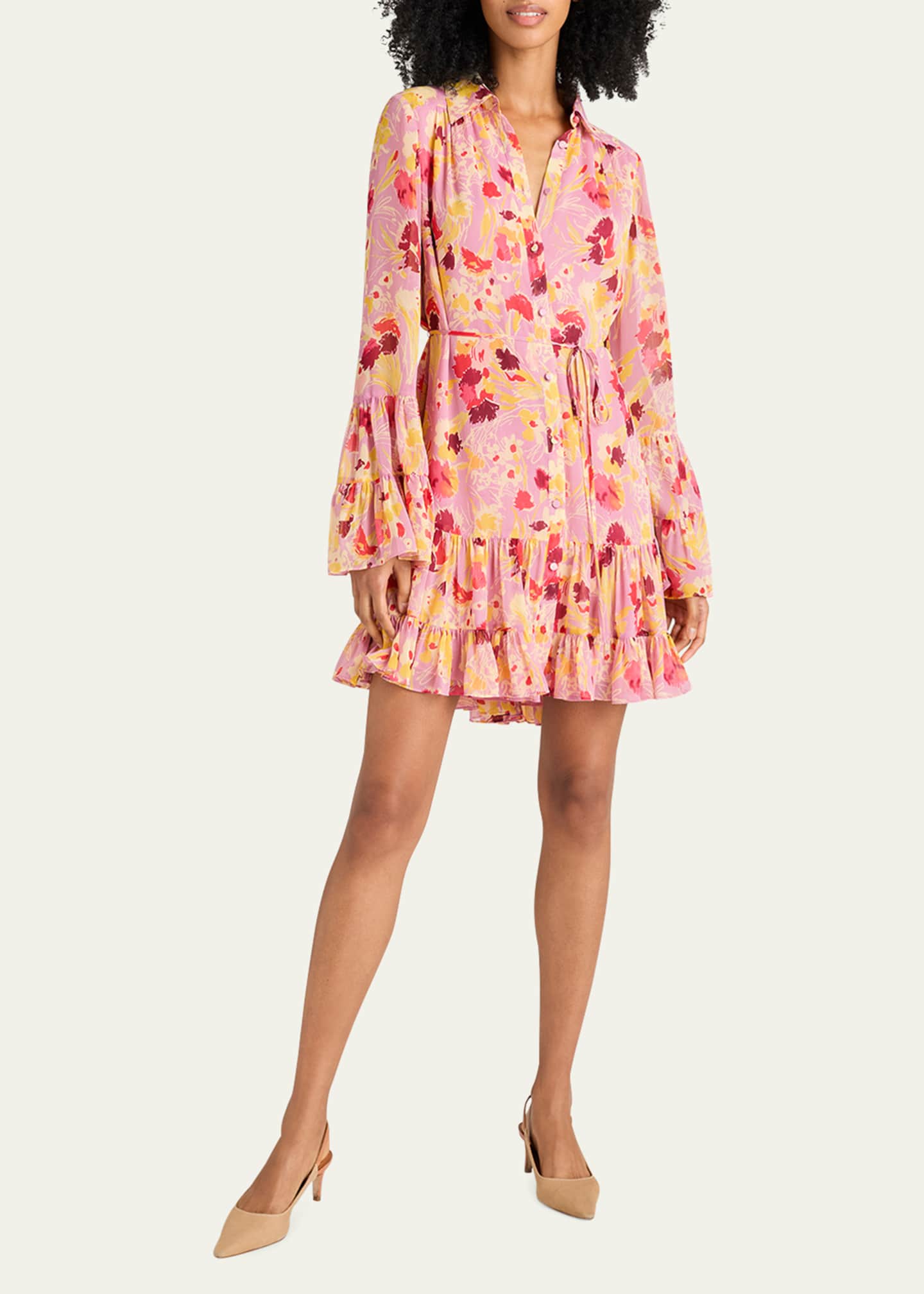 Cinq a Sept Lyra Floral Long-Sleeve Mini Dress Image 2 of 4