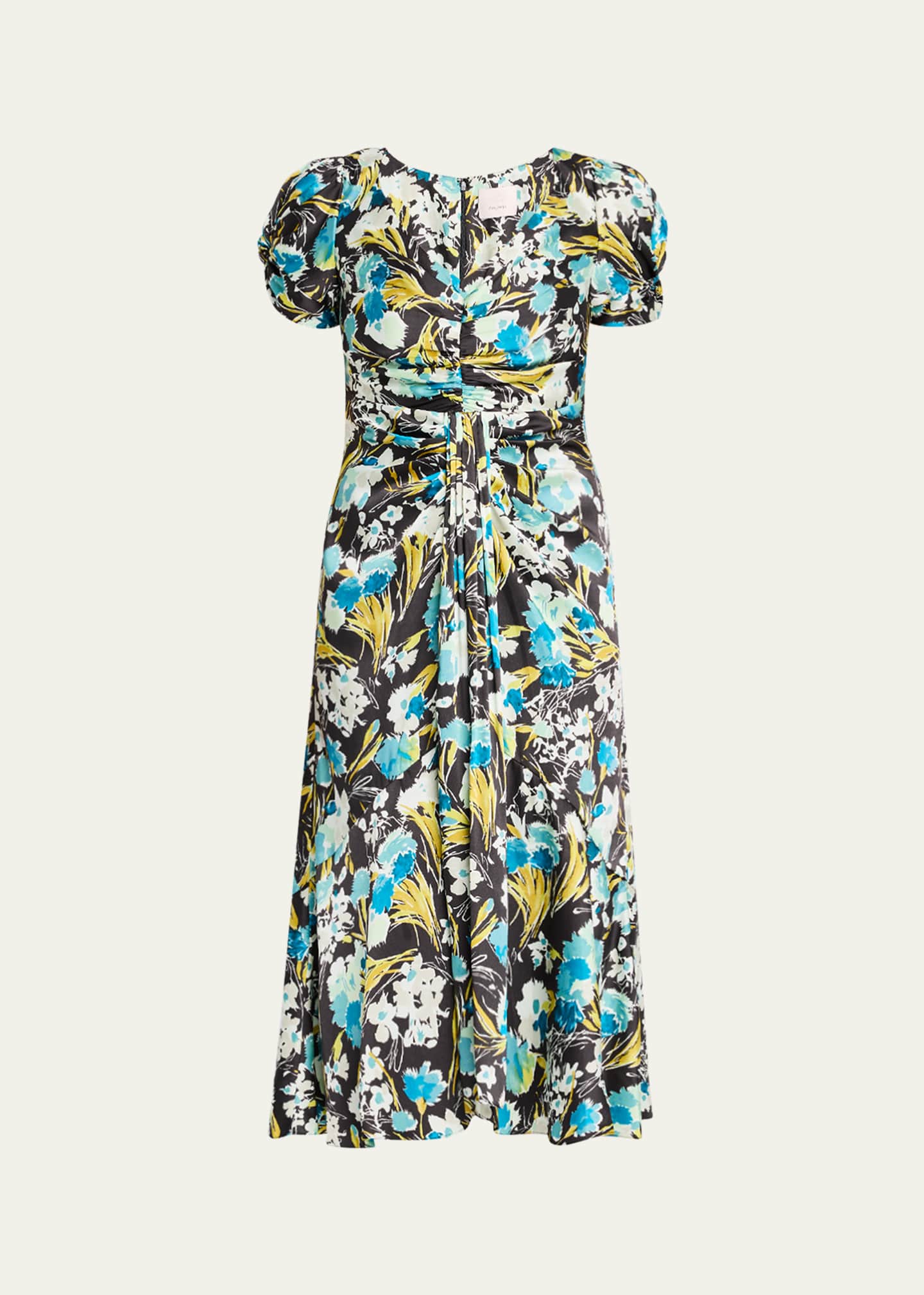 Cinq a Sept Walker Floral Puff-Sleeve Midi Dress Image 1 of 5