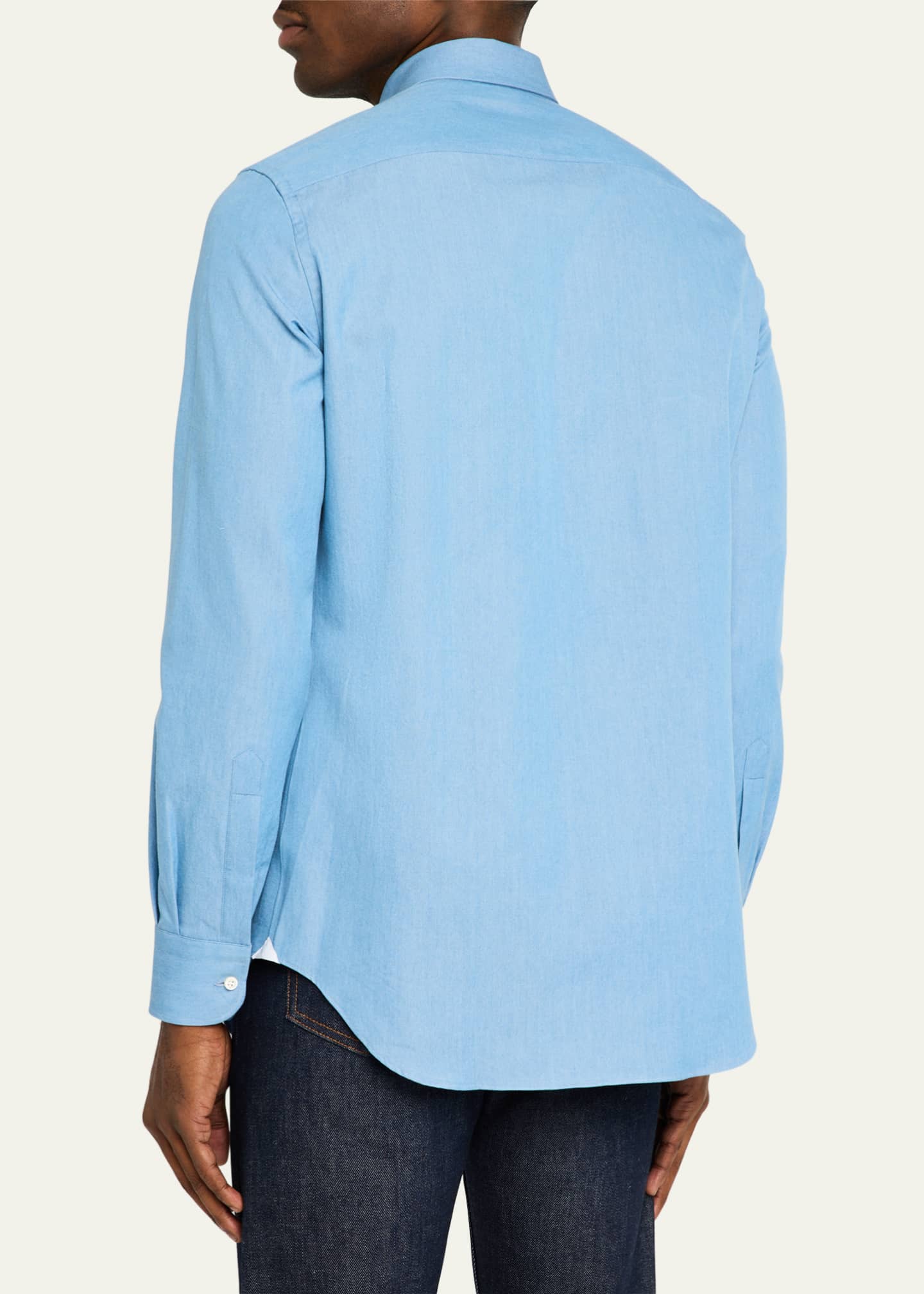 Bergdorf Goodman Men's Button-Collar Denim Sport Shirt Image 3 of 5