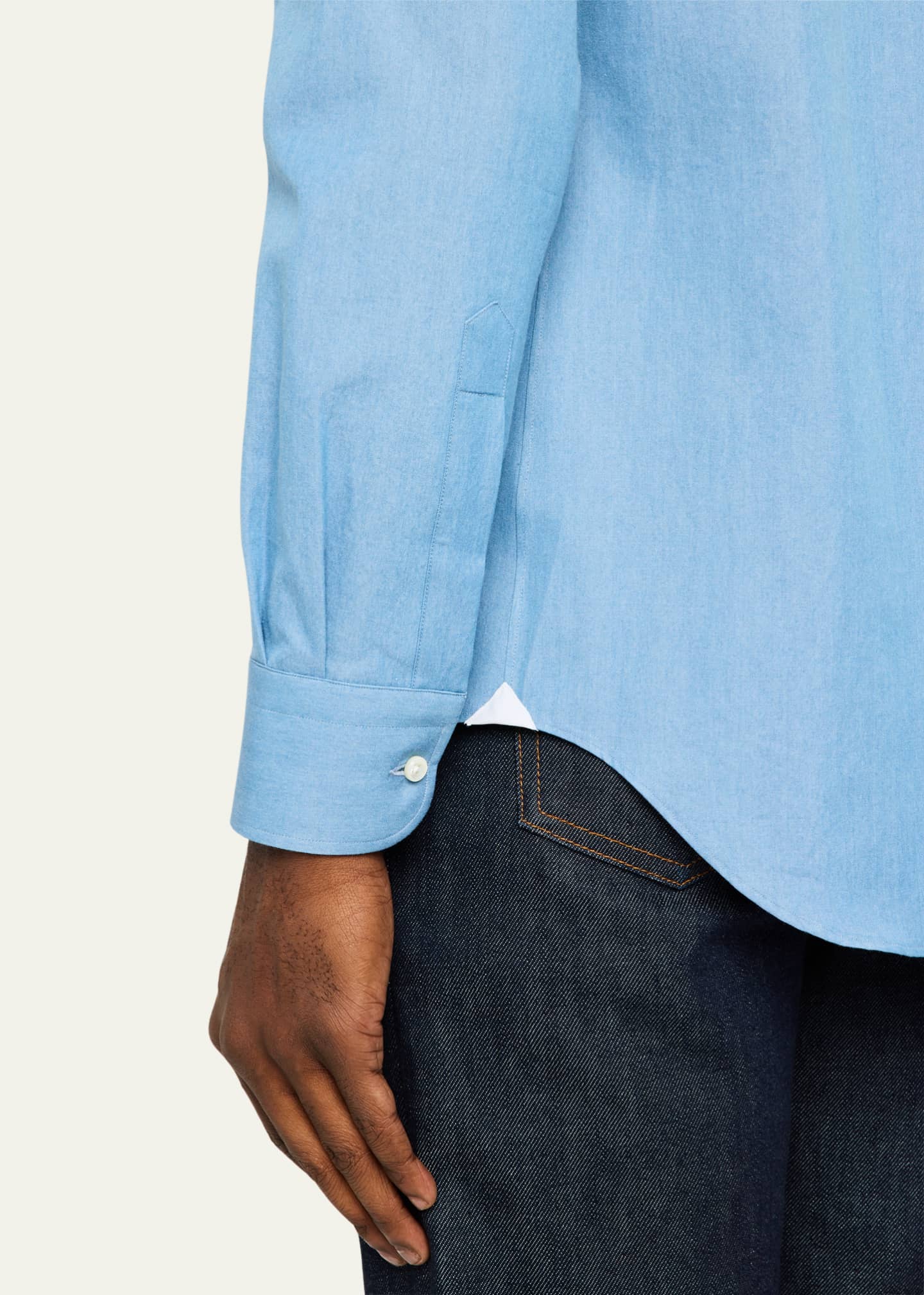 Bergdorf Goodman Men's Button-Collar Denim Sport Shirt Image 5 of 5