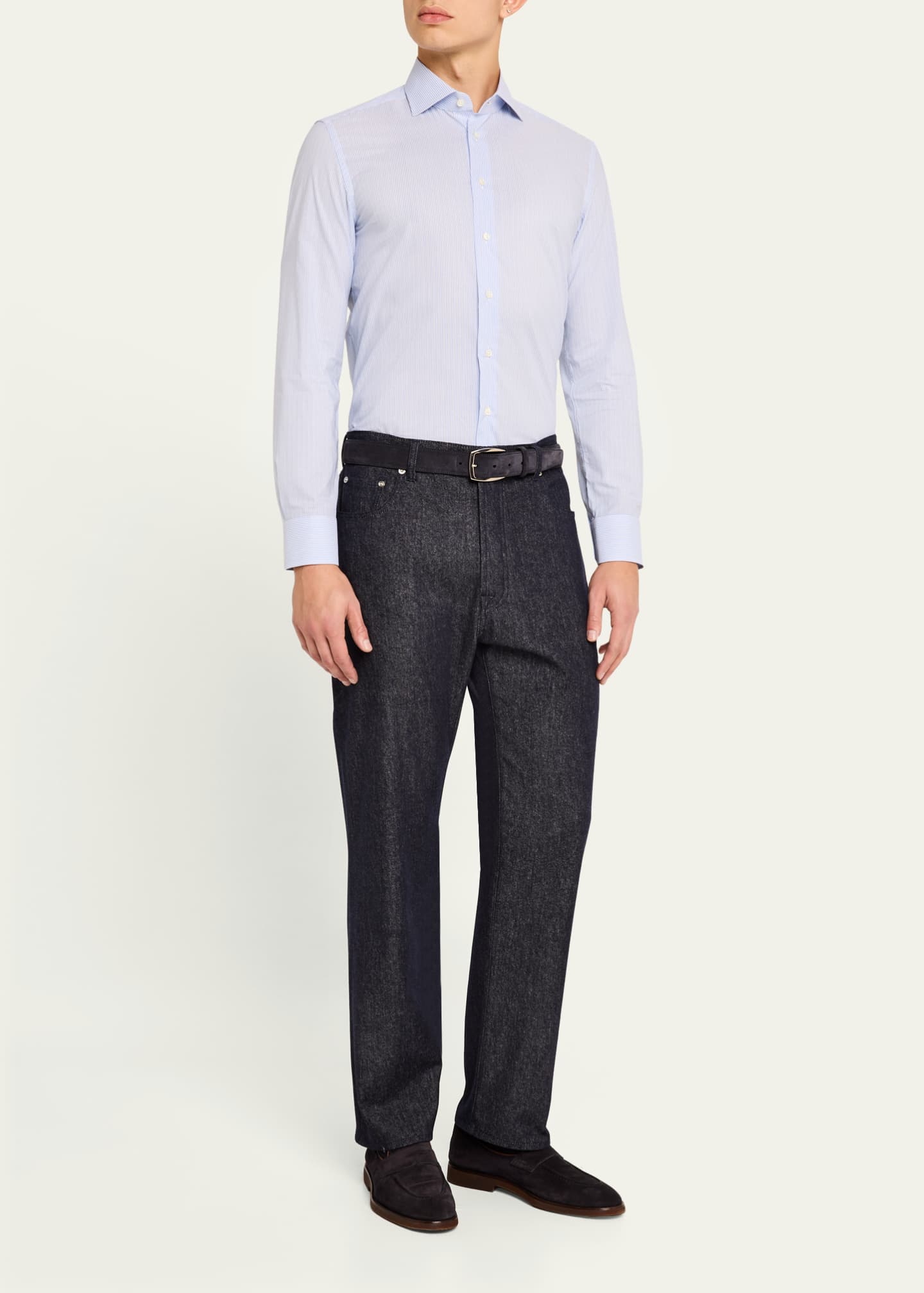Emanuele Maffeis Men's Cotton Bengal Stripe Dress Shirt Image 2 of 5