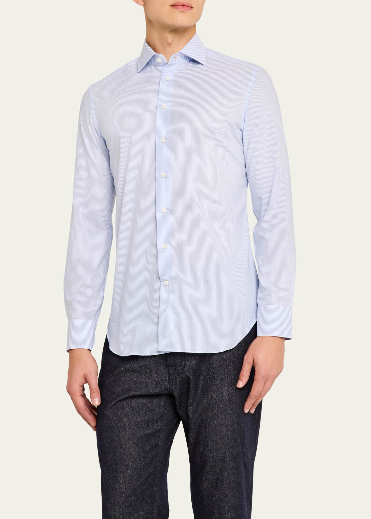 Emanuele Maffeis Men's Cotton Bengal Stripe Dress Shirt Image 4 of 5