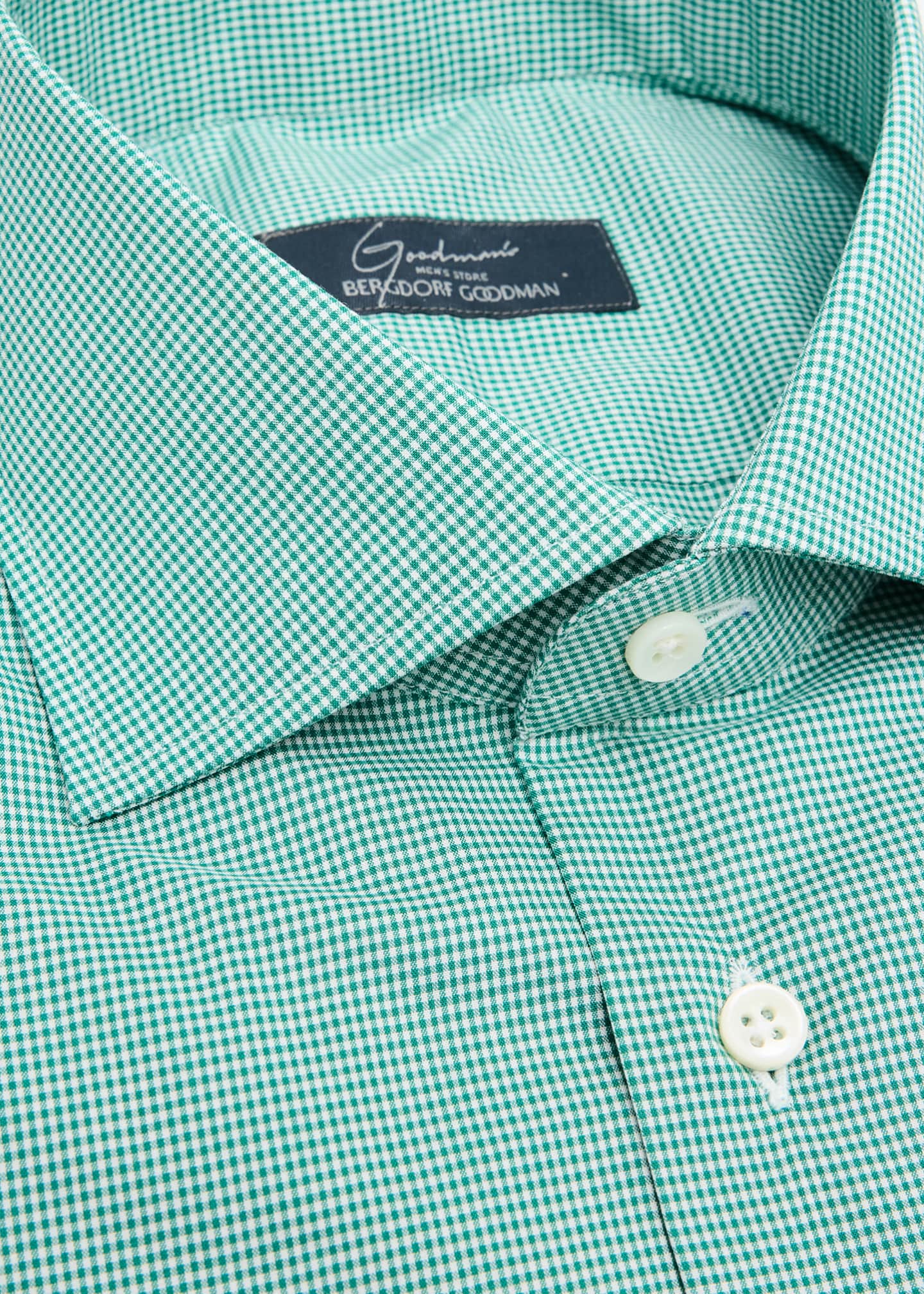 Bergdorf Goodman Men's Cotton Micro-Gingham Dress Shirt Image 2 of 2