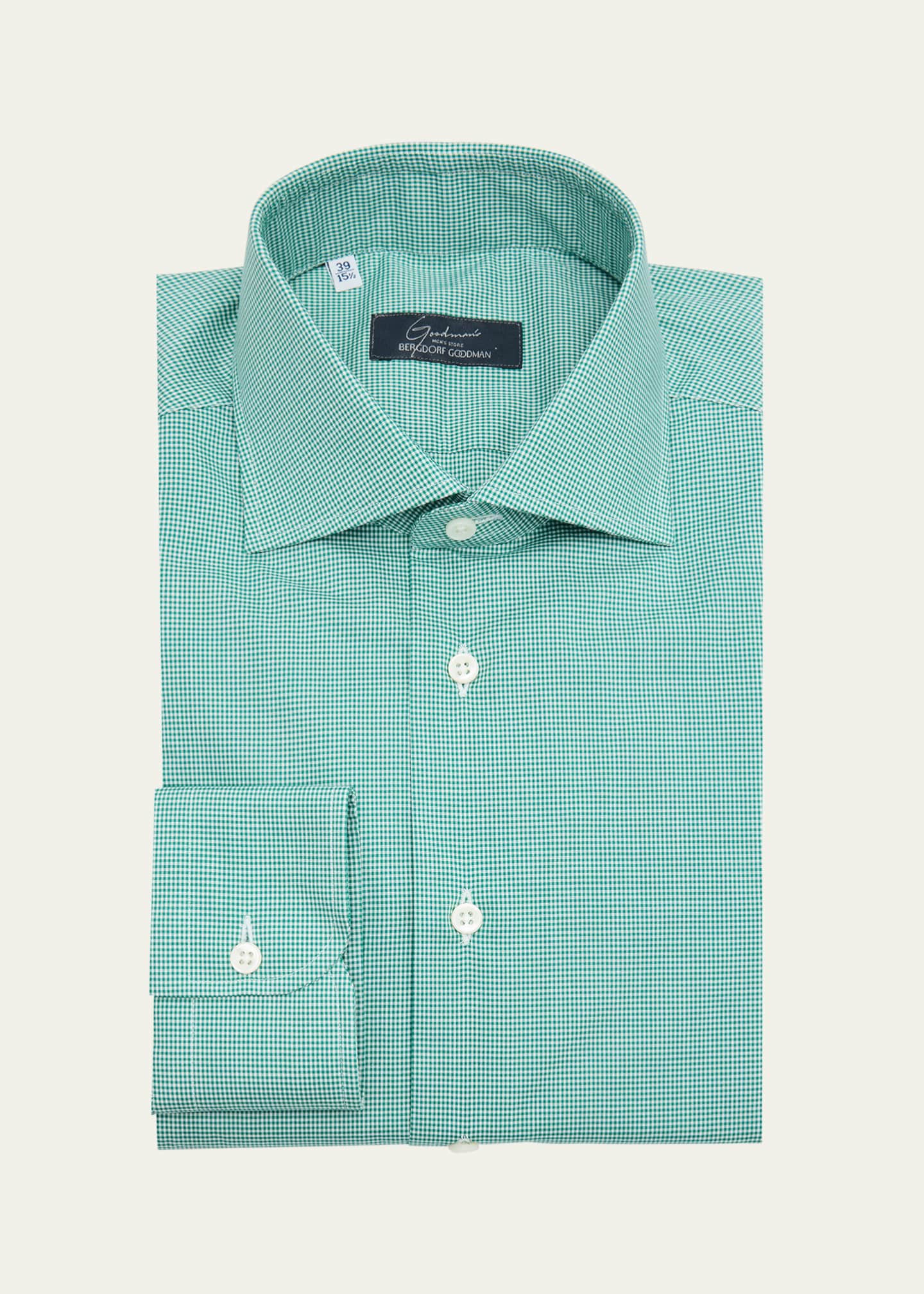 Bergdorf Goodman Men's Cotton Micro-Gingham Dress Shirt Image 1 of 2