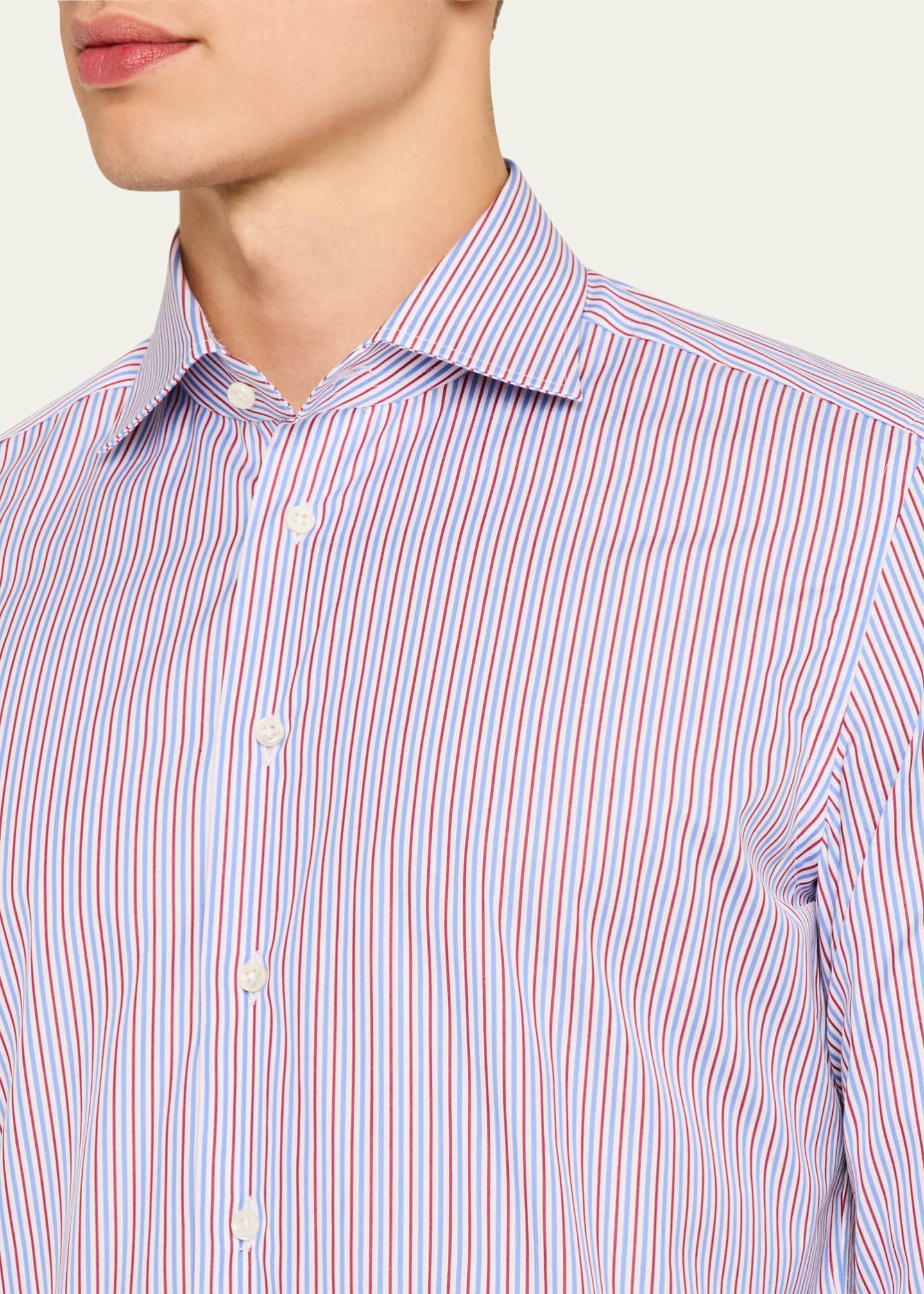 Bergdorf Goodman Men's Cotton Multi-Stripe Dress Shirt Image 5 of 5