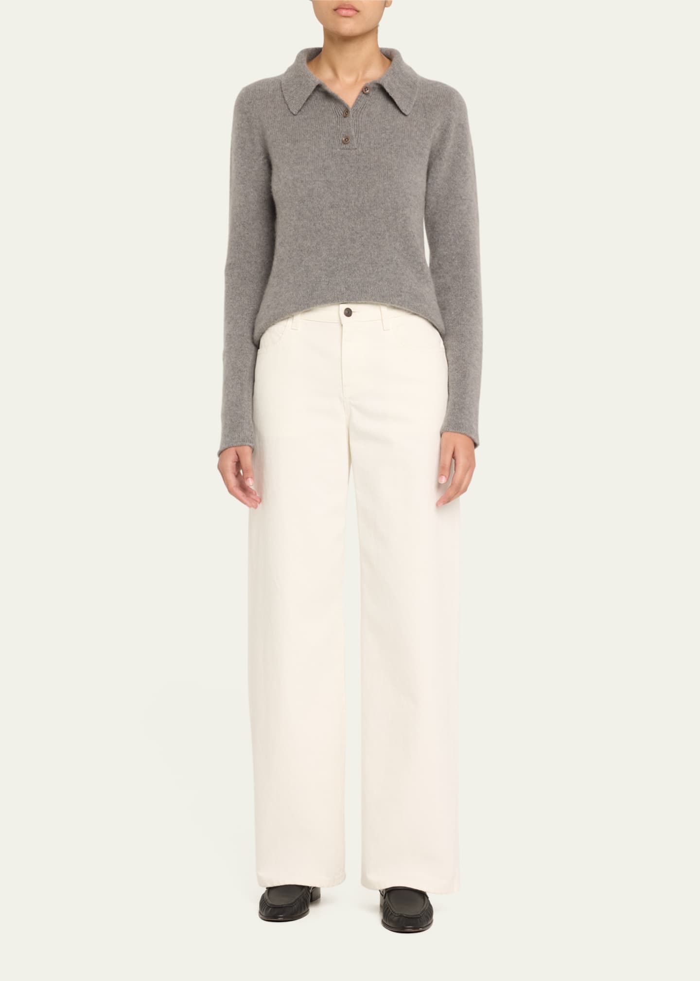 The Elder Statesman Fitted Polo Cashmere Sweater Image 2 of 5