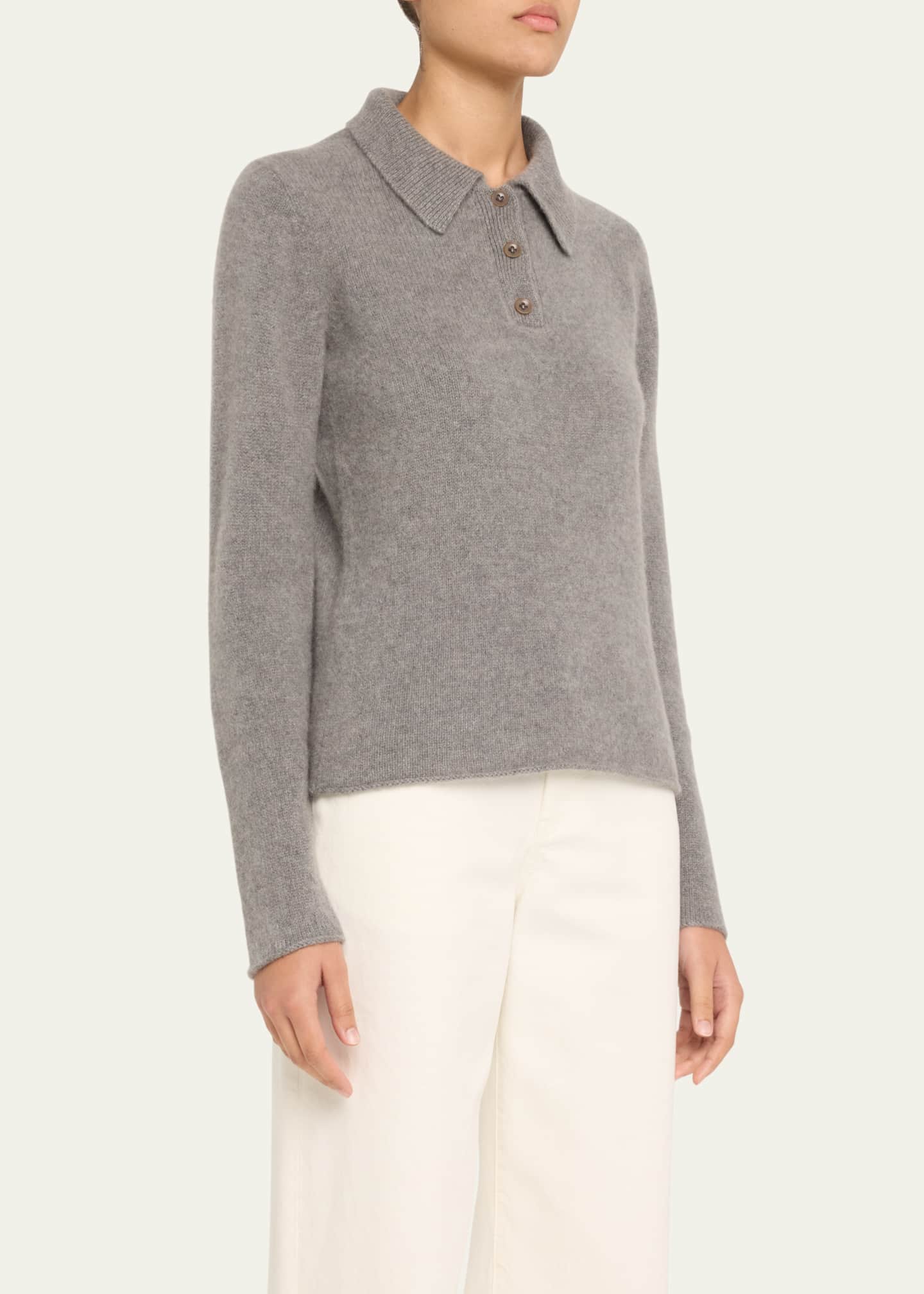 The Elder Statesman Fitted Polo Cashmere Sweater Image 4 of 5