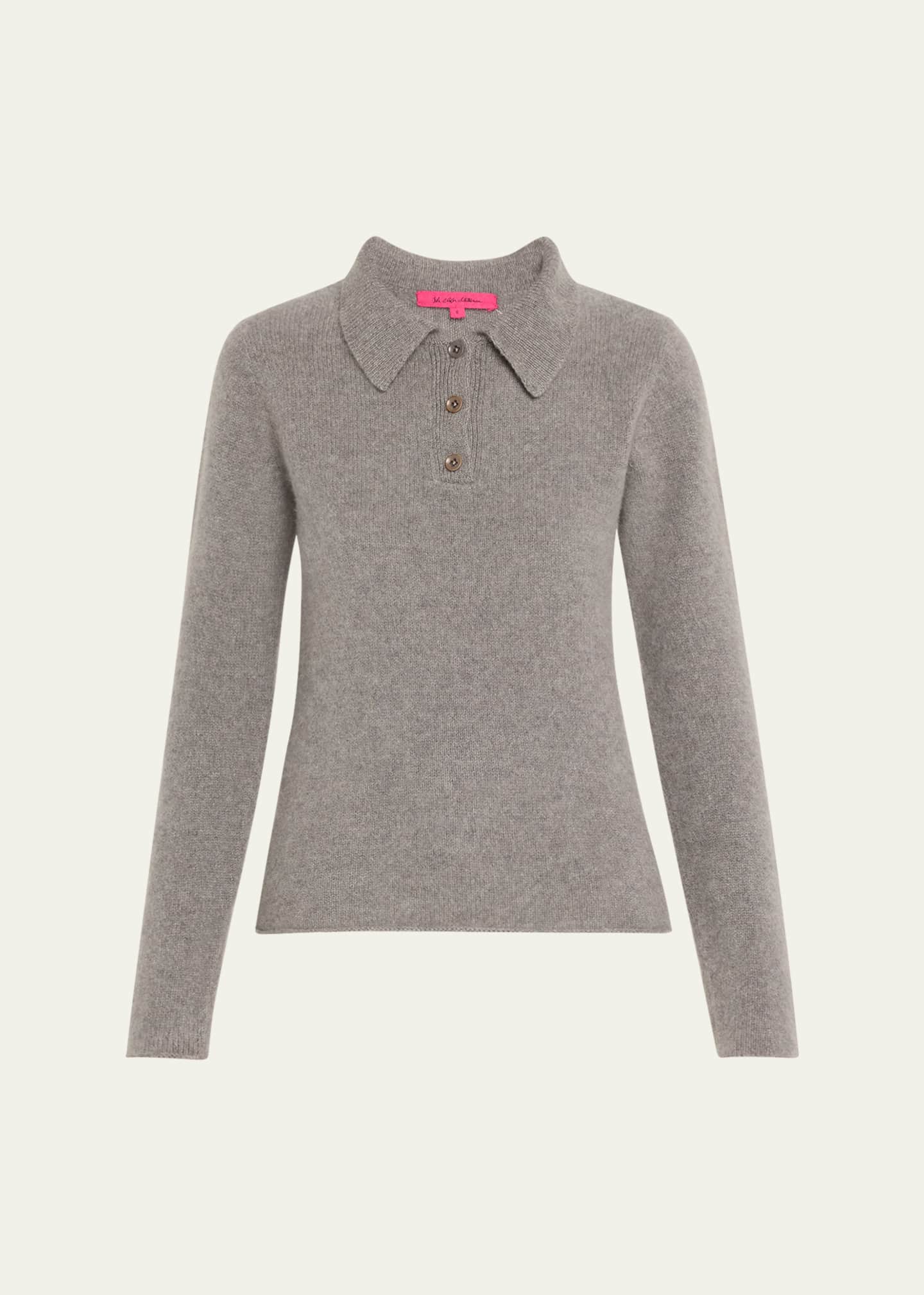 The Elder Statesman Fitted Polo Cashmere Sweater Image 1 of 5