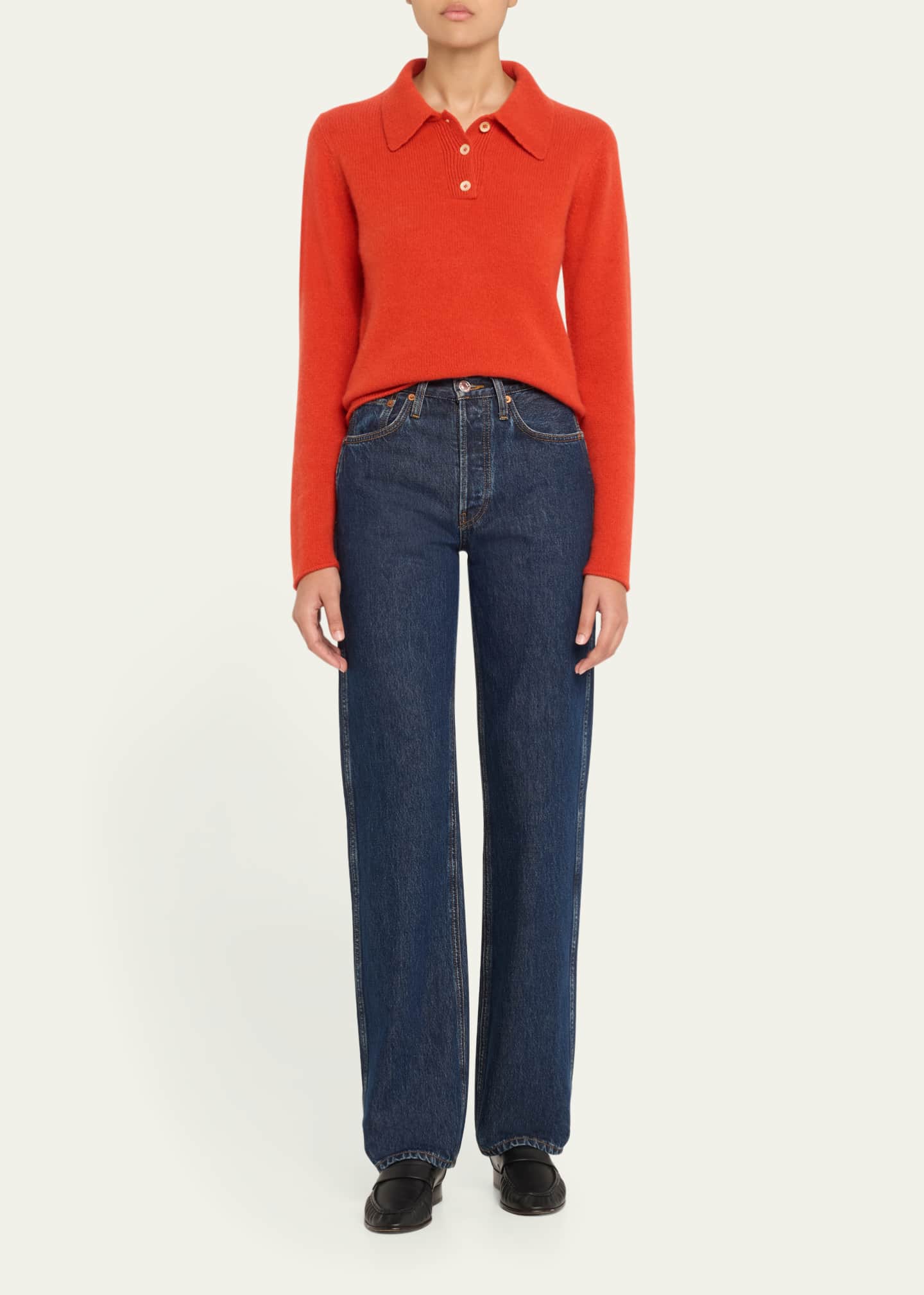 The Elder Statesman Fitted Polo Cashmere Sweater Image 2 of 5