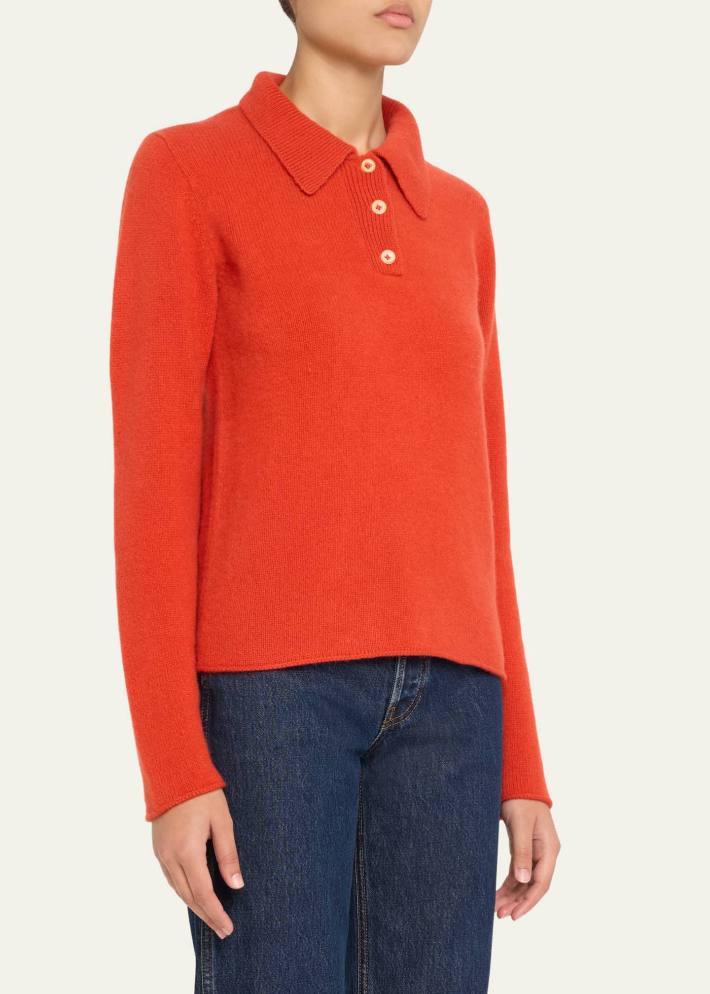The Elder Statesman Fitted Polo Cashmere Sweater Image 4 of 5
