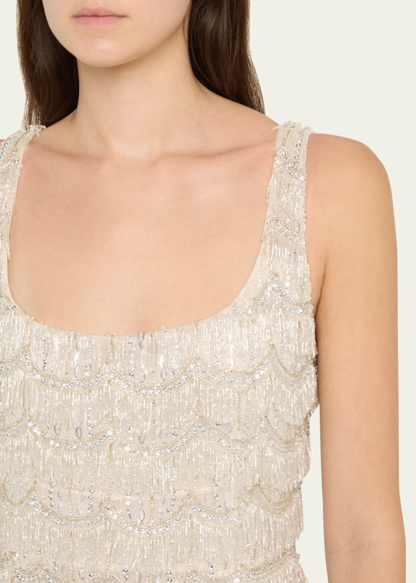Rachel Gilbert Sadie Scallop Beaded Sleeveless Long Gown Image 5 of 5