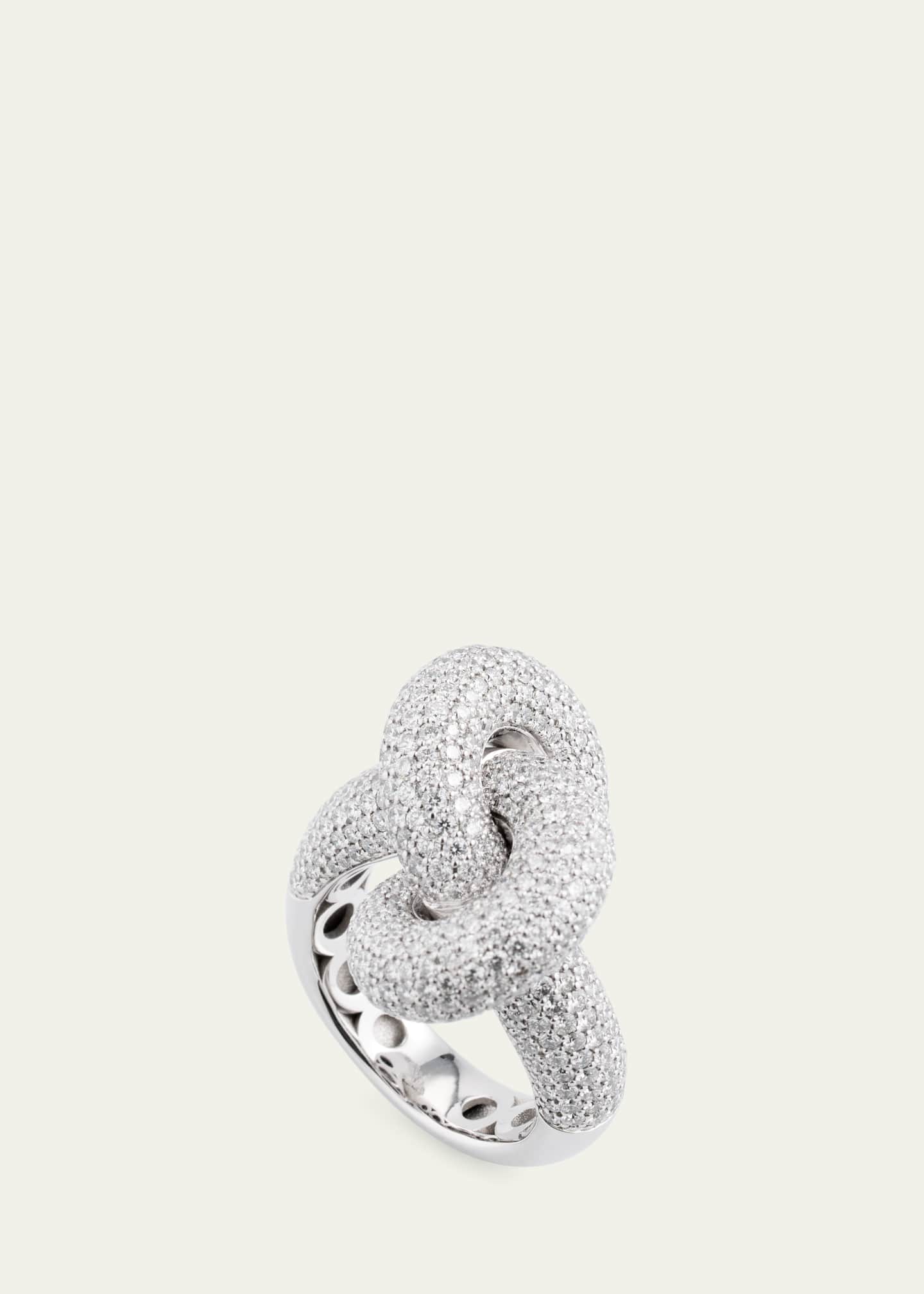 ENGELBERT 18K White Gold The Legacy Knot Pave Diamond Statement Ring, Big Image 4 of 4