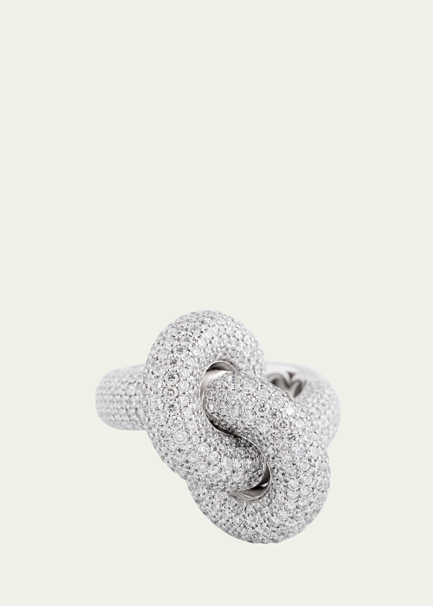 ENGELBERT 18K White Gold The Legacy Knot Pave Diamond Statement Ring, Big Image 1 of 4