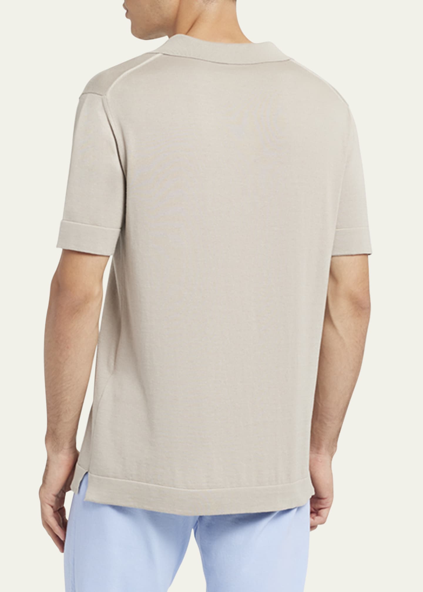 Brioni Men's Cotton and Silk Johnny Collar Polo Shirt Image 3 of 5