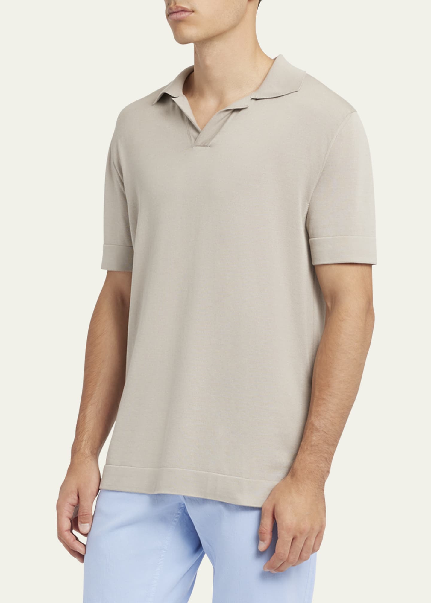 Brioni Men's Cotton and Silk Johnny Collar Polo Shirt Image 4 of 5