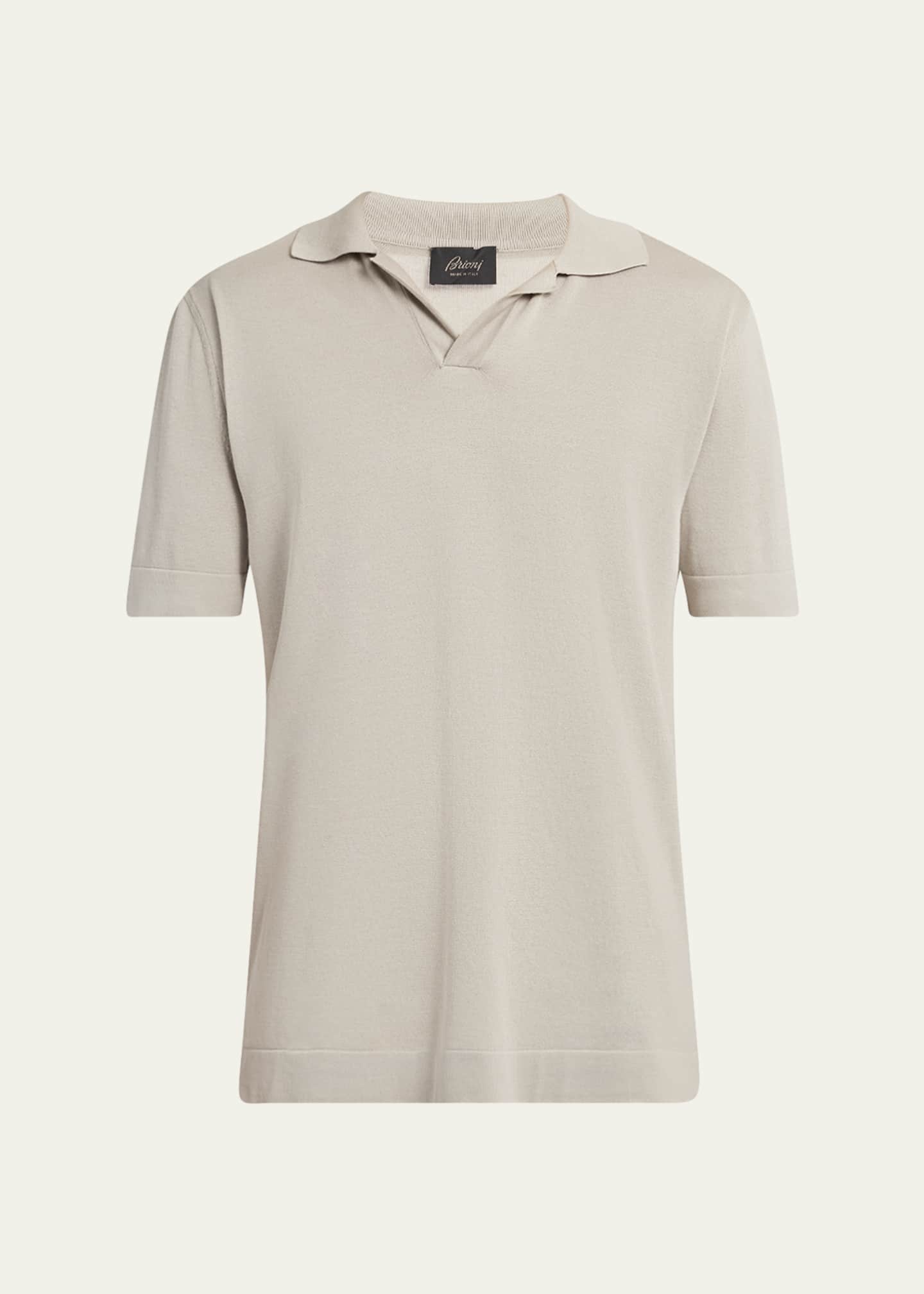 Brioni Men's Cotton and Silk Johnny Collar Polo Shirt Image 1 of 5