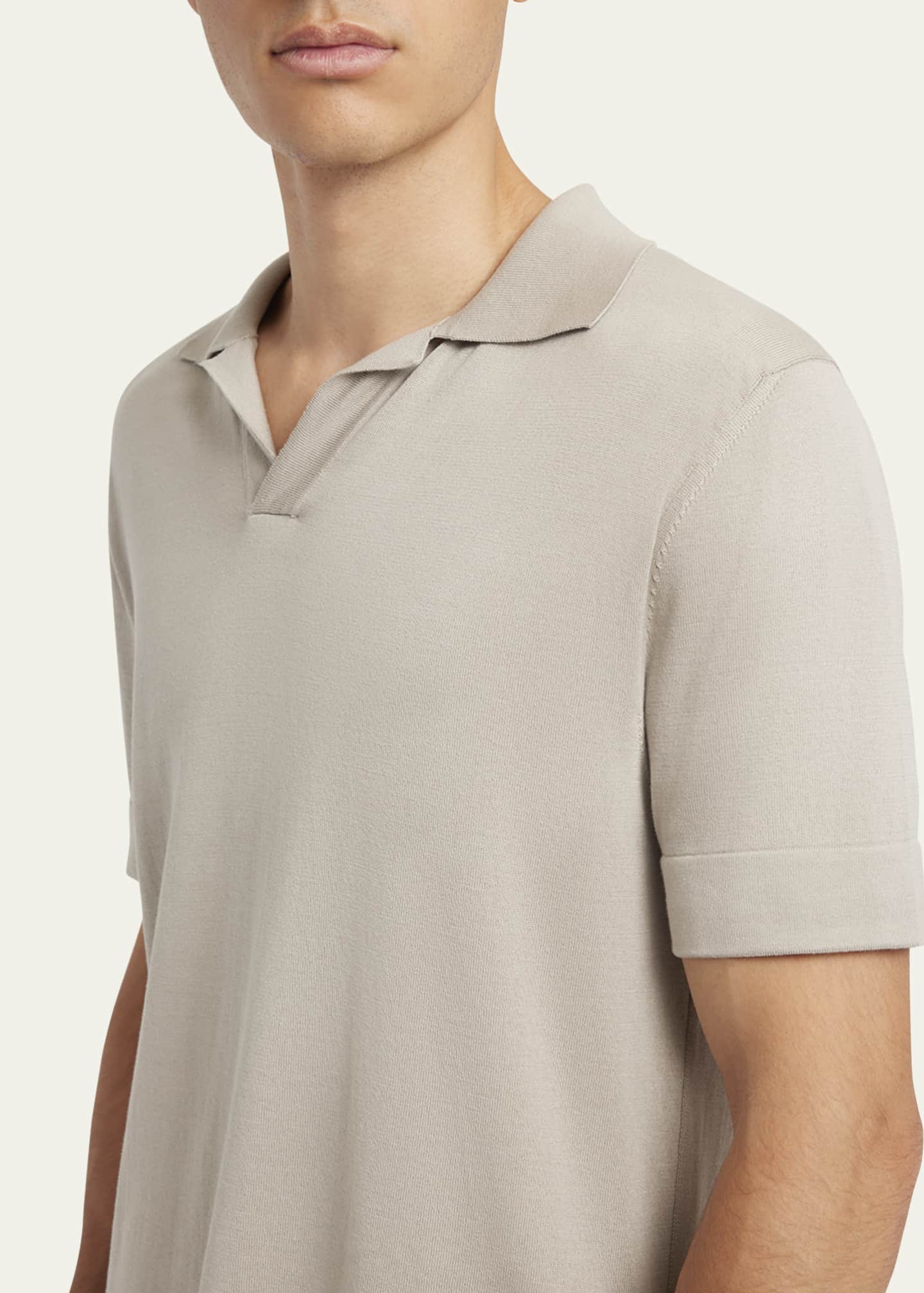 Brioni Men's Cotton and Silk Johnny Collar Polo Shirt Image 5 of 5