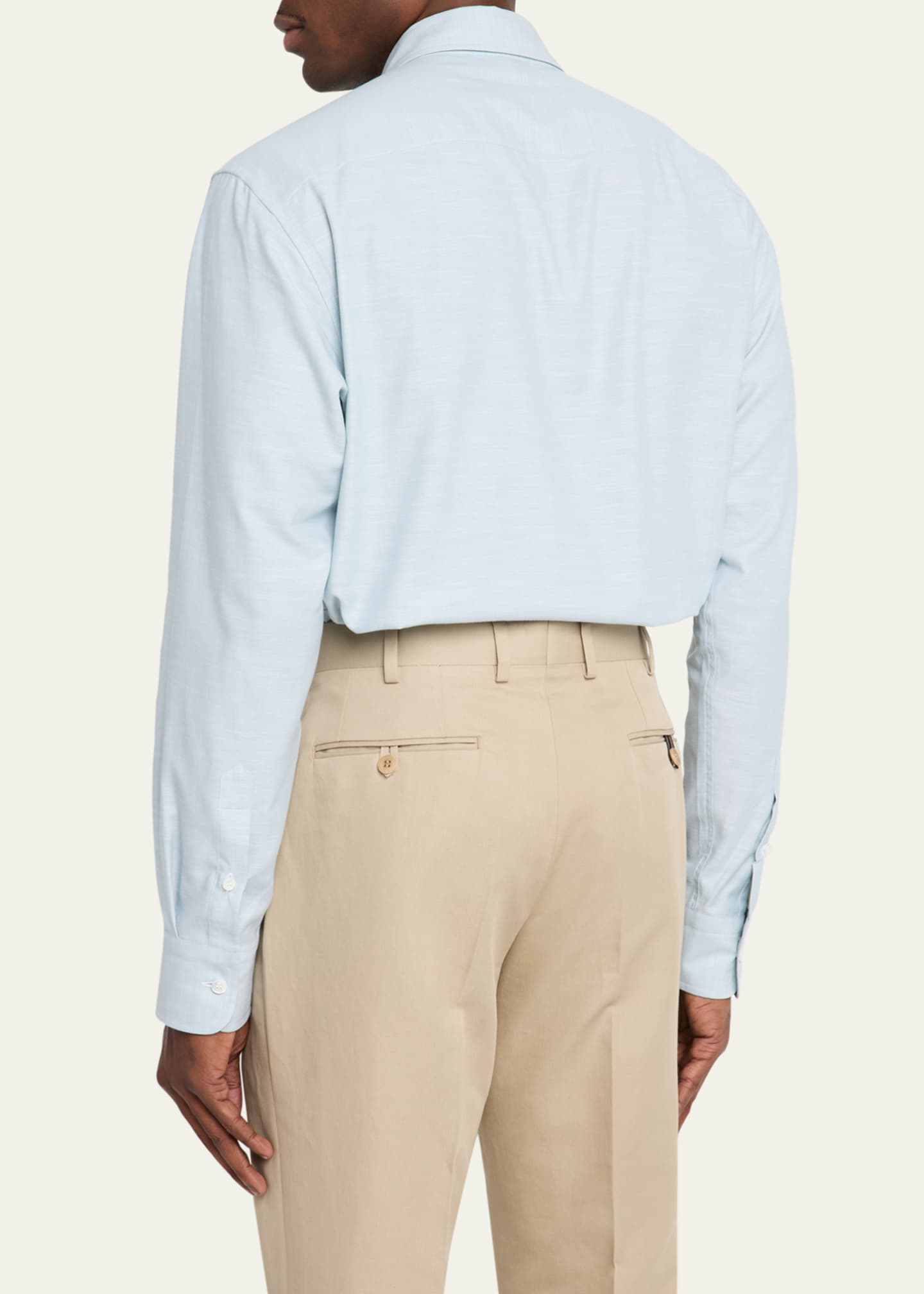 Brioni Men's Cotton Twill Sport Shirt Image 3 of 5