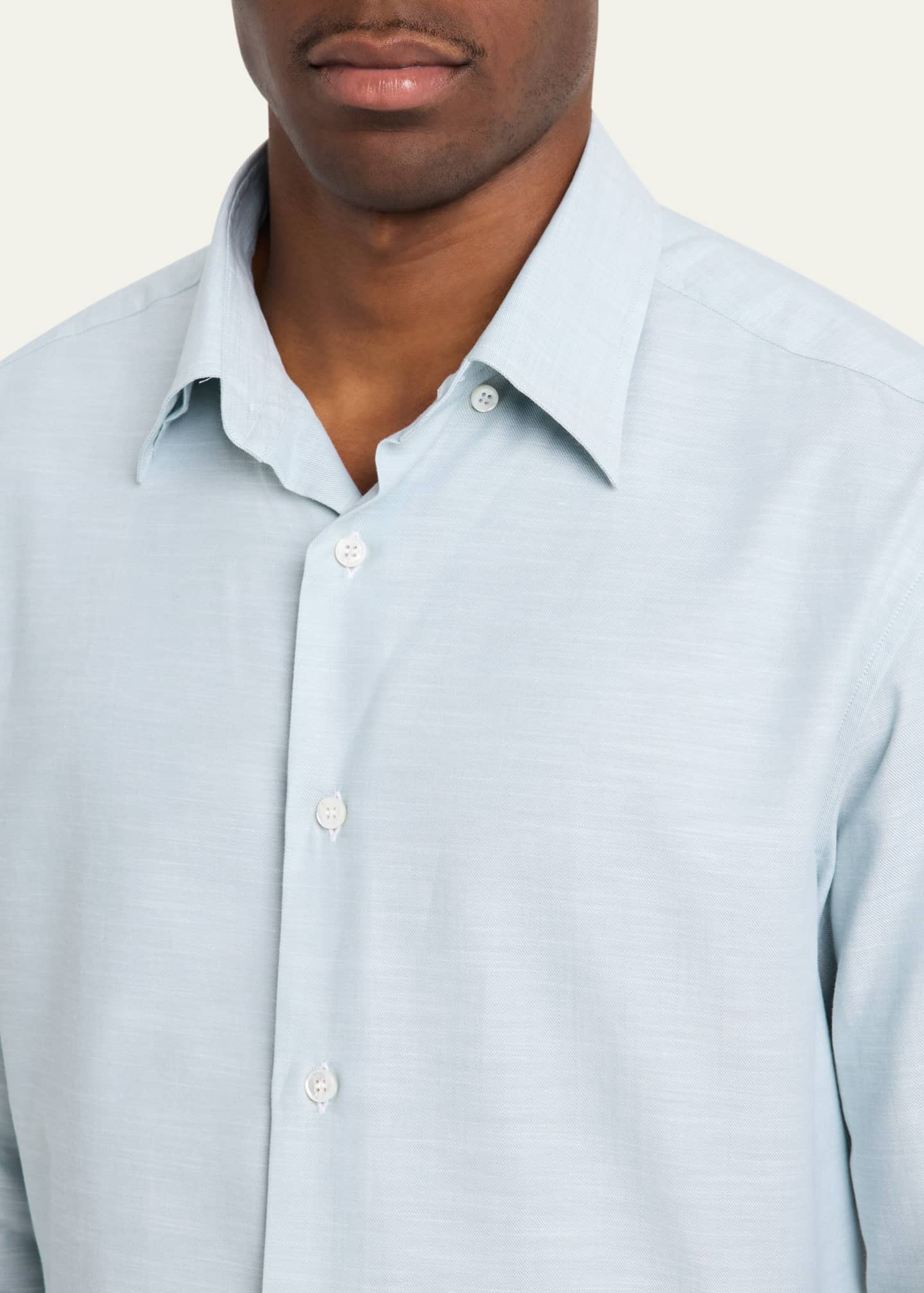Brioni Men's Cotton Twill Sport Shirt Image 5 of 5