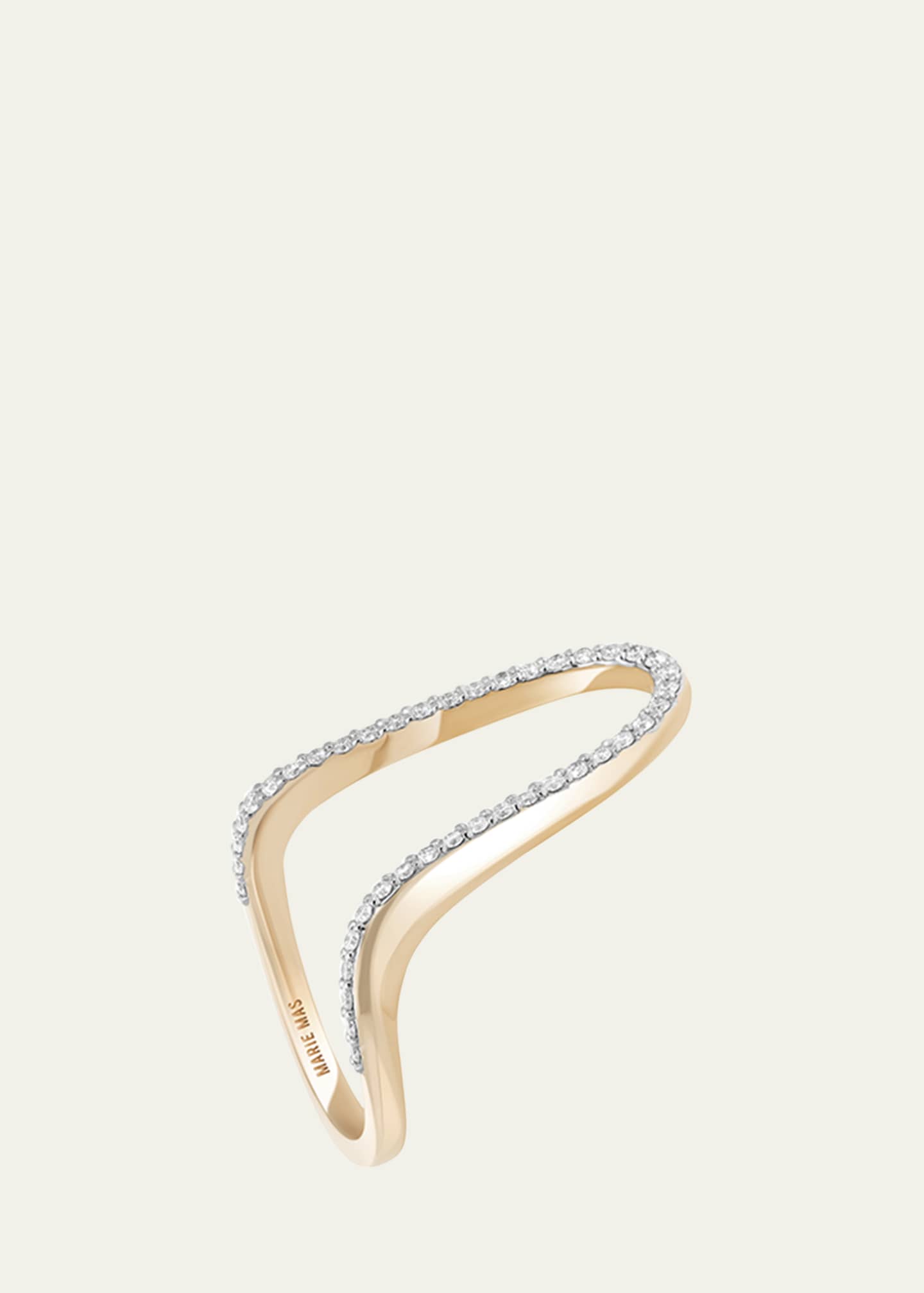 MARIE MAS 18K Rose Gold Radiant Half Pave Diamond Ring Image 3 of 3