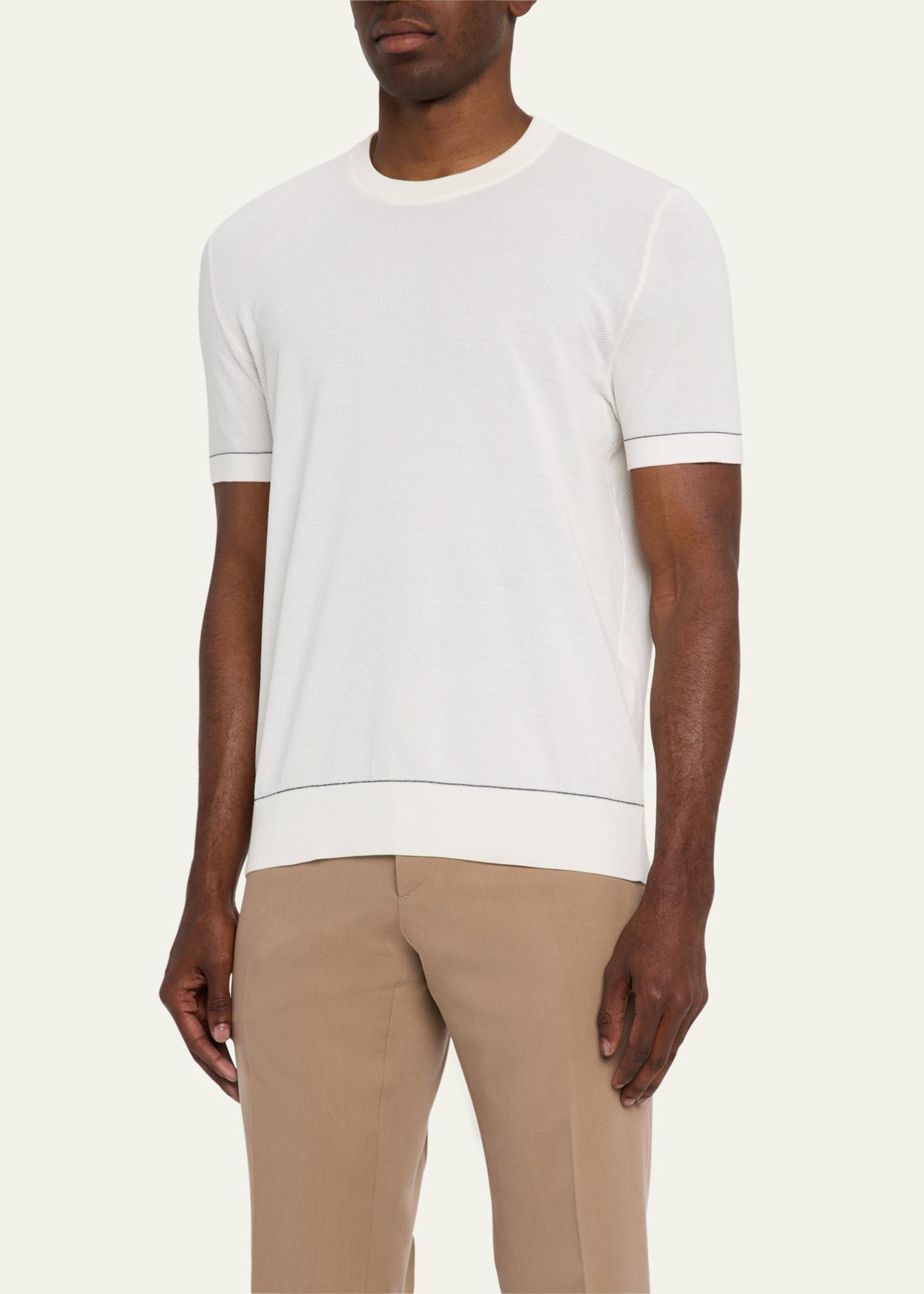 Hanro Men's Sea Island Cotton Short Sleeve Crew Neck T-Shirt - Luxurious Soft Black Tee, Medium