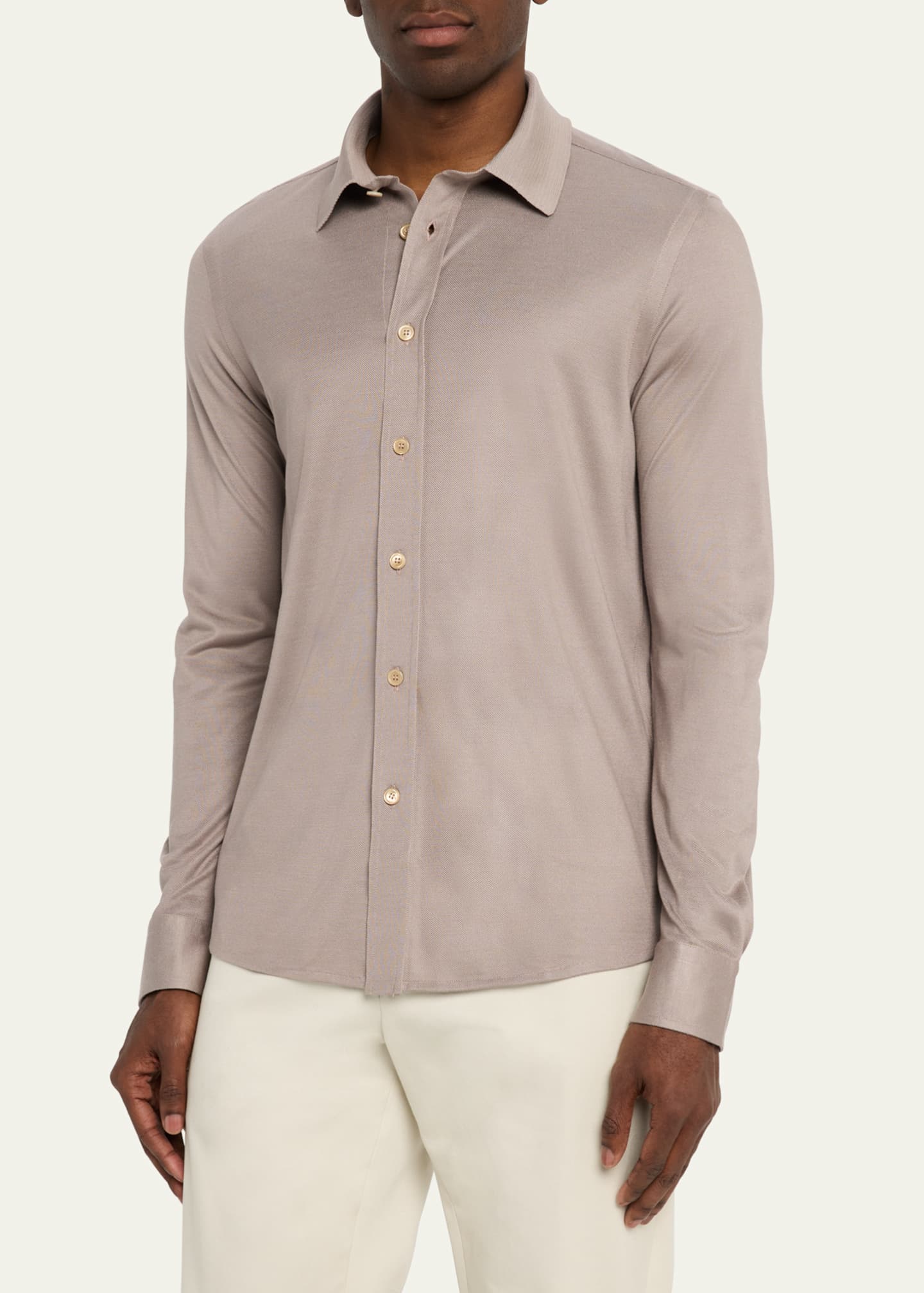 Brioni Men's Silk Pique Sport Shirt Image 4 of 5