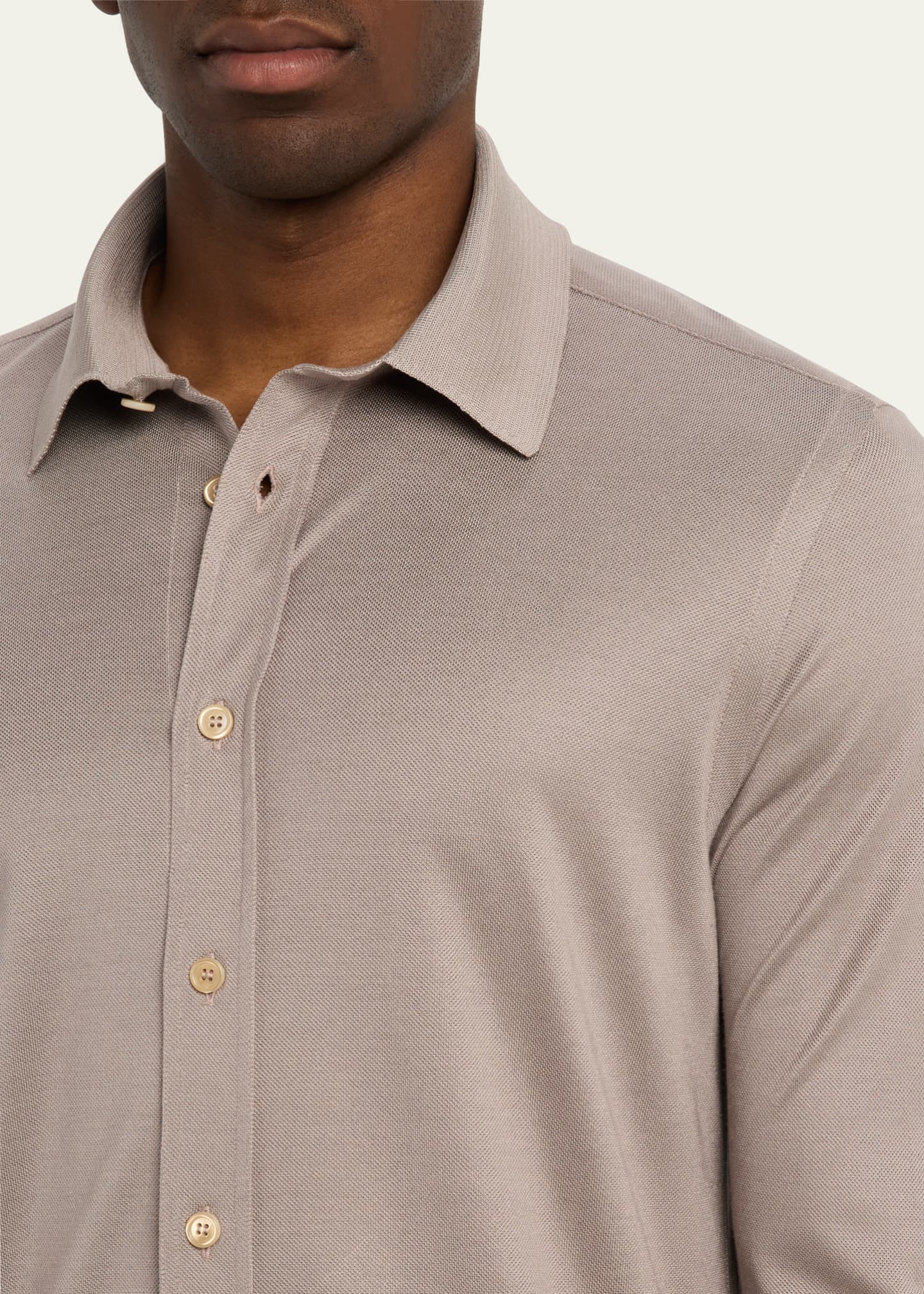 Brioni Men's Silk Pique Sport Shirt Image 5 of 5