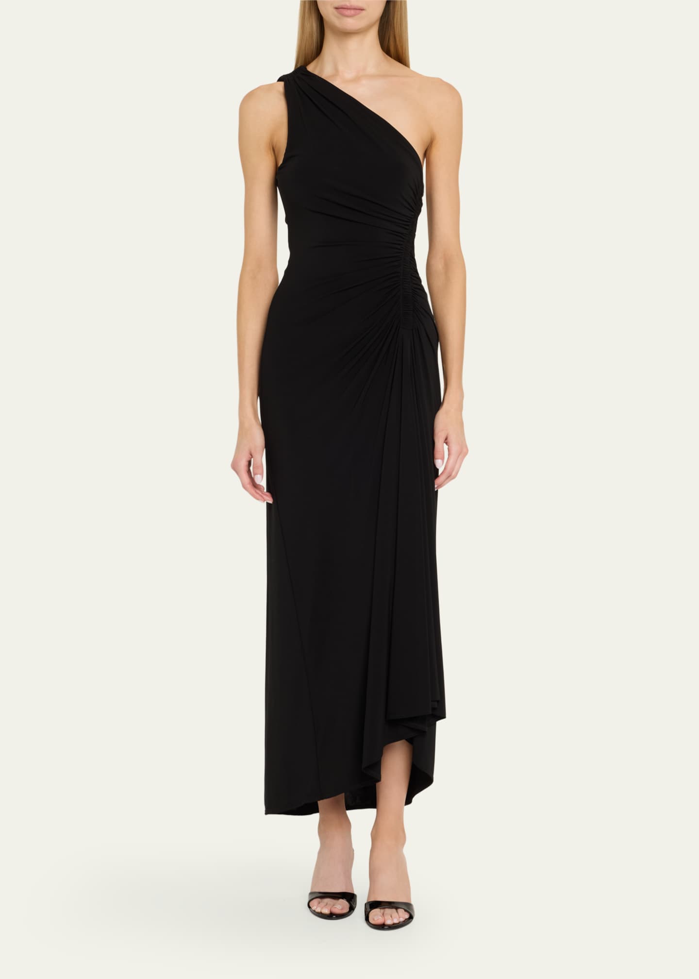 A.L.C. Caroline Sleeveless One-Shoulder Ruched Midi Dress Image 2 of 5