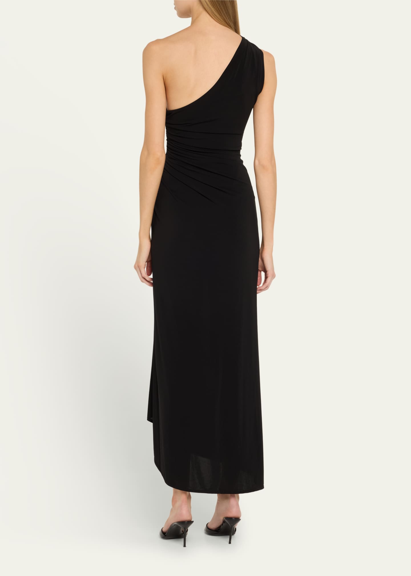 A.L.C. Caroline Sleeveless One-Shoulder Ruched Midi Dress Image 3 of 5