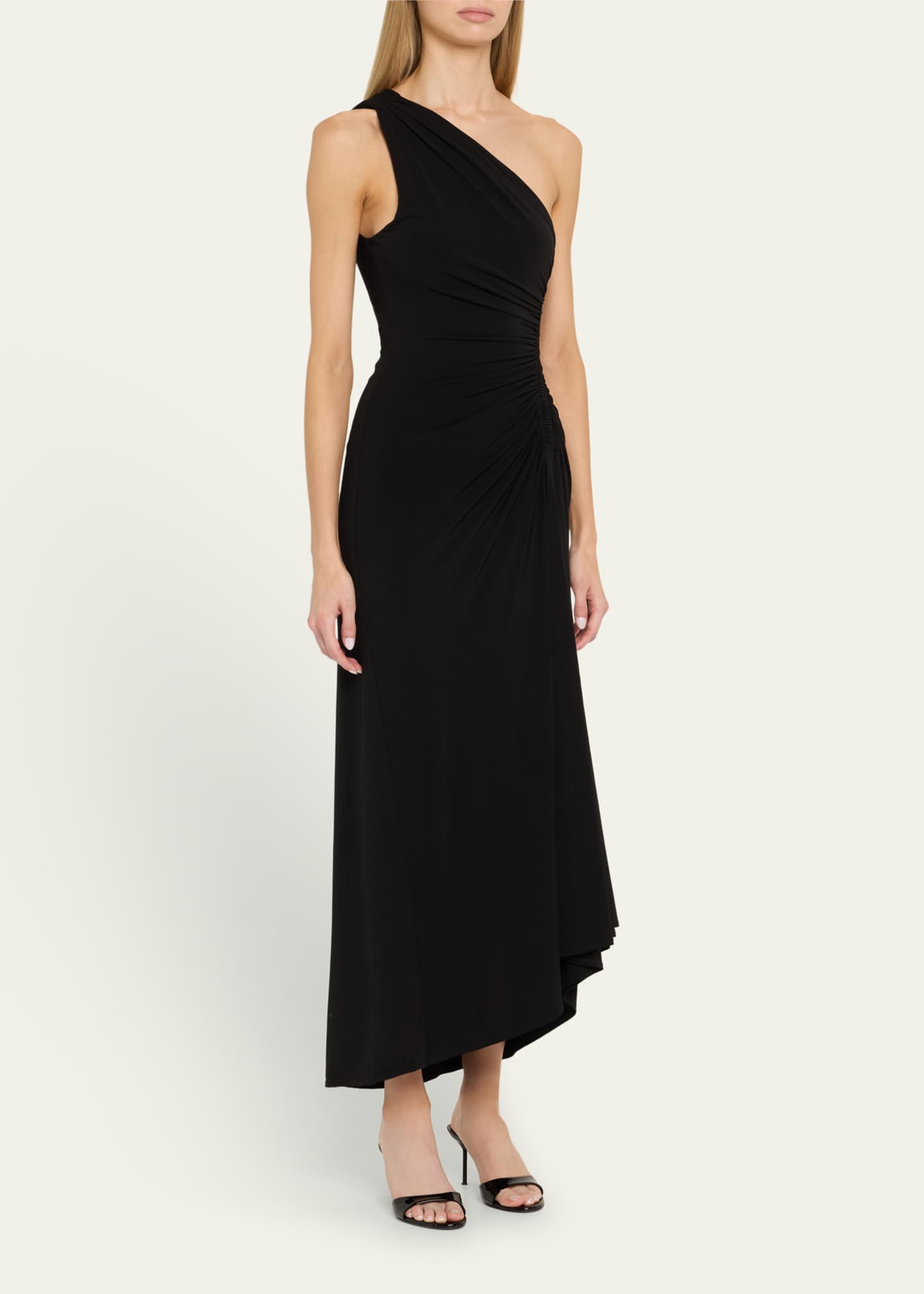 A.L.C. Caroline Sleeveless One-Shoulder Ruched Midi Dress Image 4 of 5