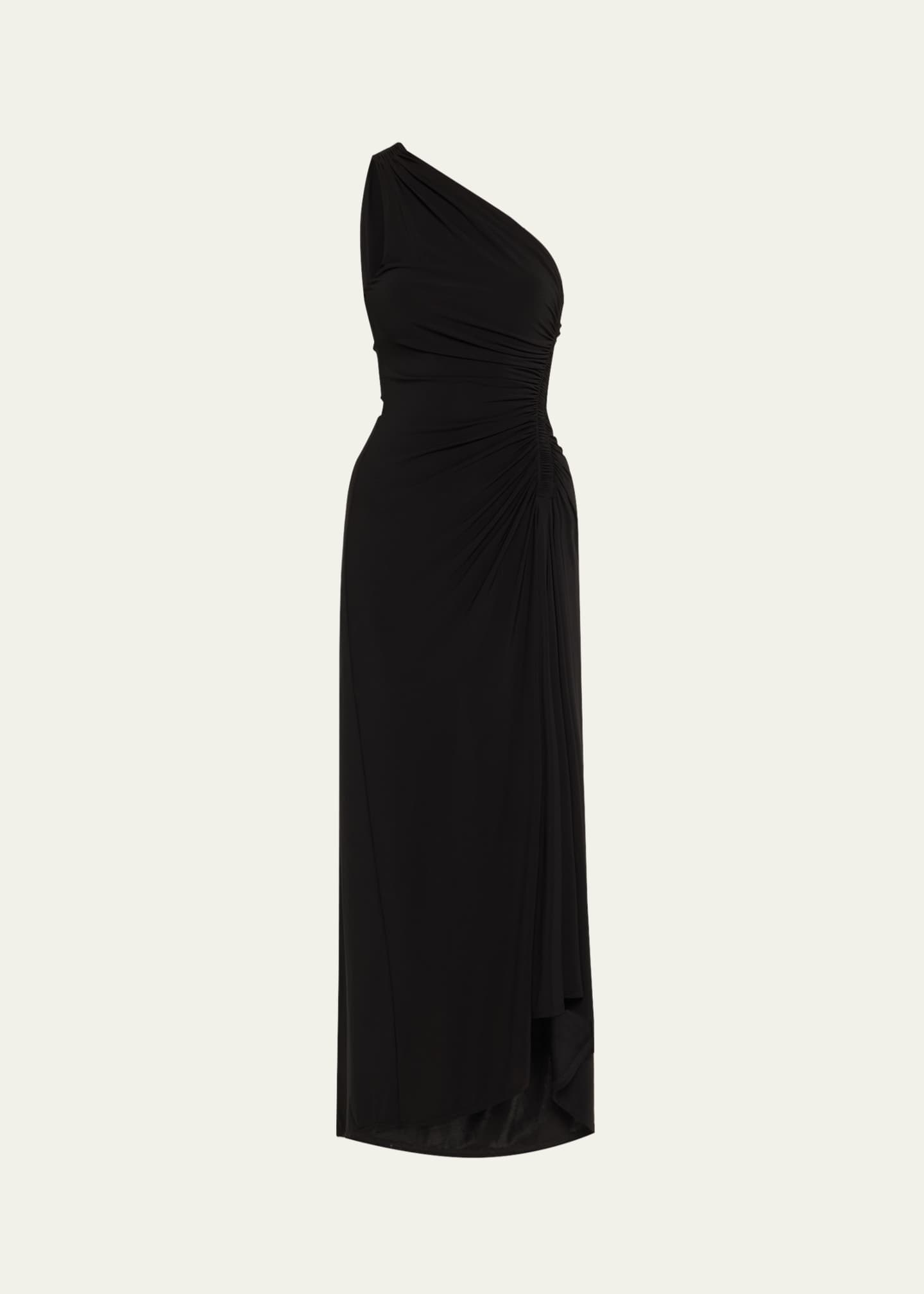 A.L.C. Caroline Sleeveless One-Shoulder Ruched Midi Dress Image 1 of 5