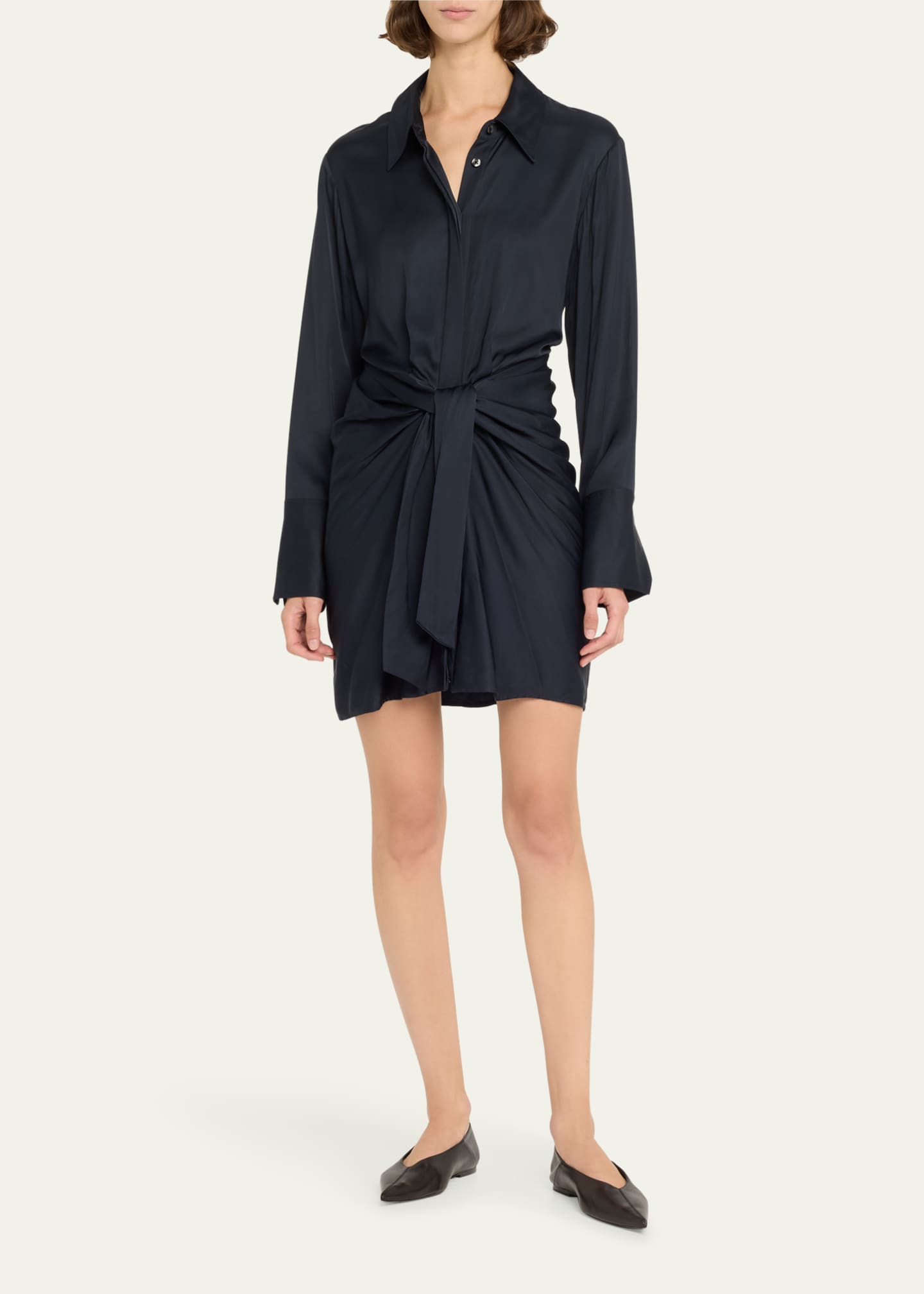 A.L.C. Mia Draped Satin Shirtdress Image 2 of 5