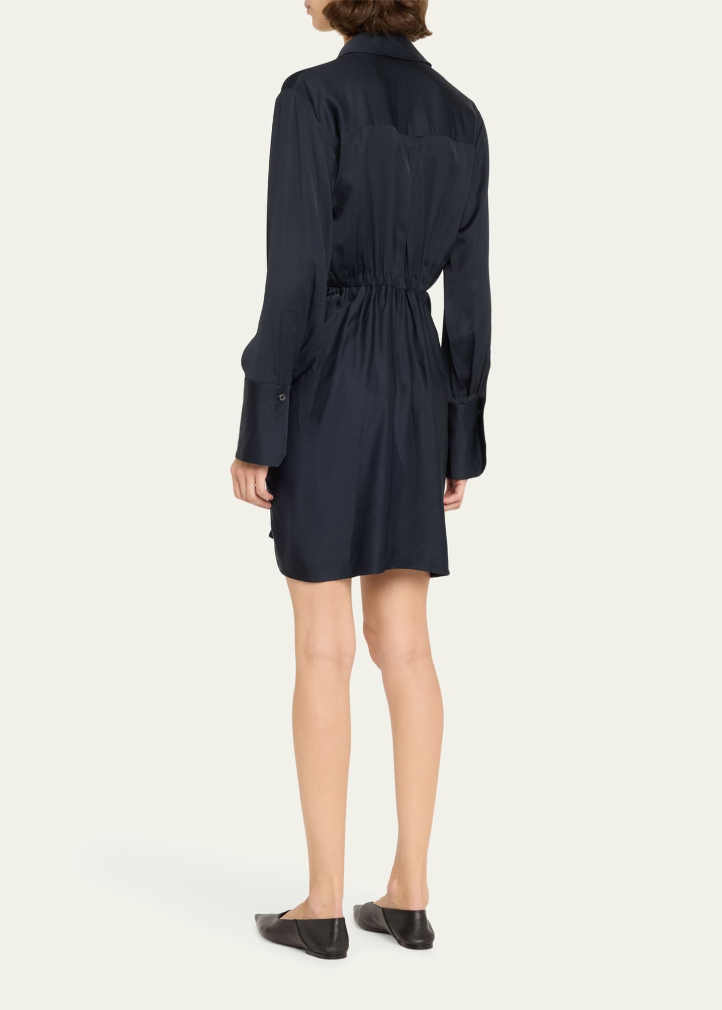 A.L.C. Mia Draped Satin Shirtdress Image 3 of 5