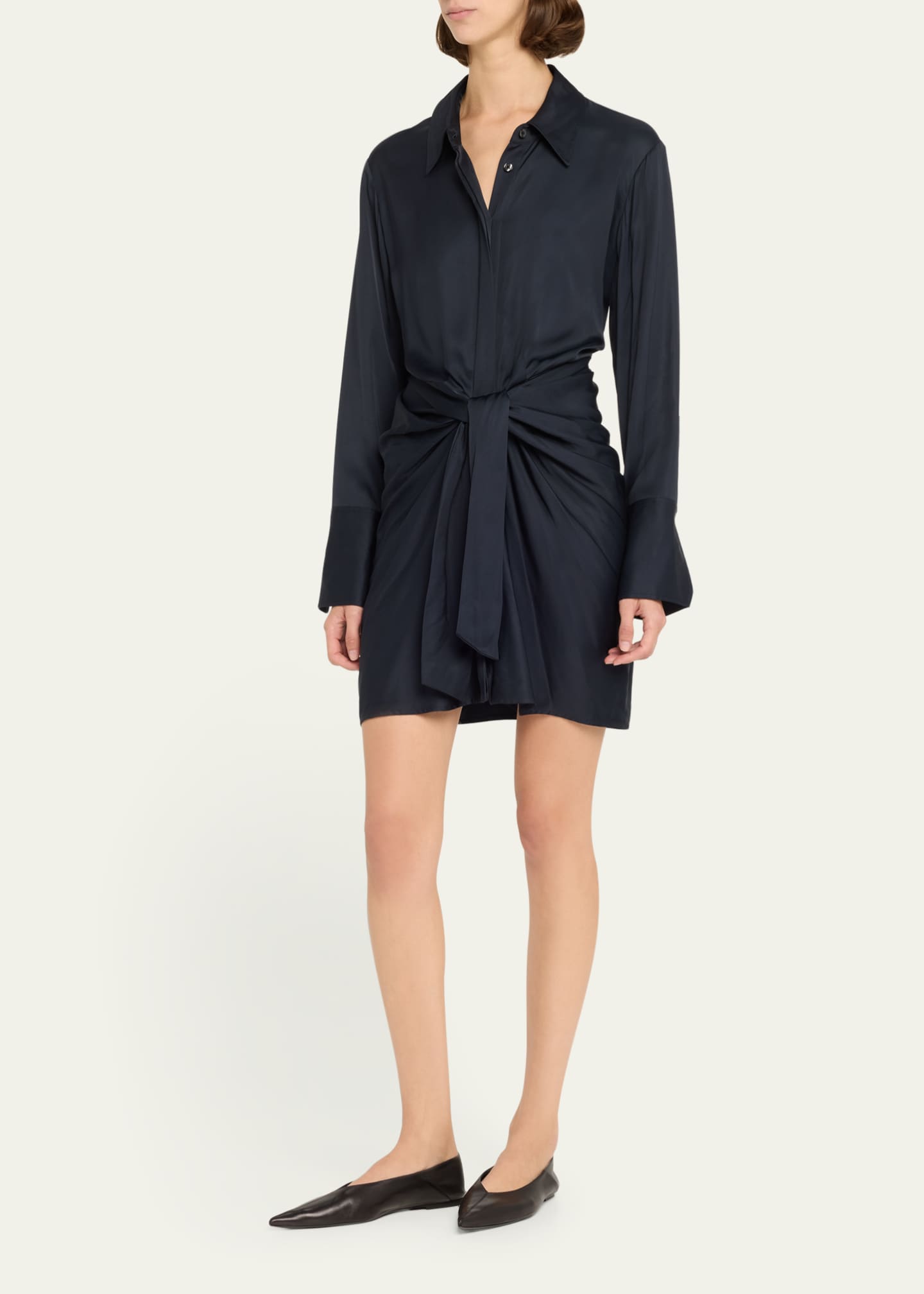 A.L.C. Mia Draped Satin Shirtdress Image 4 of 5