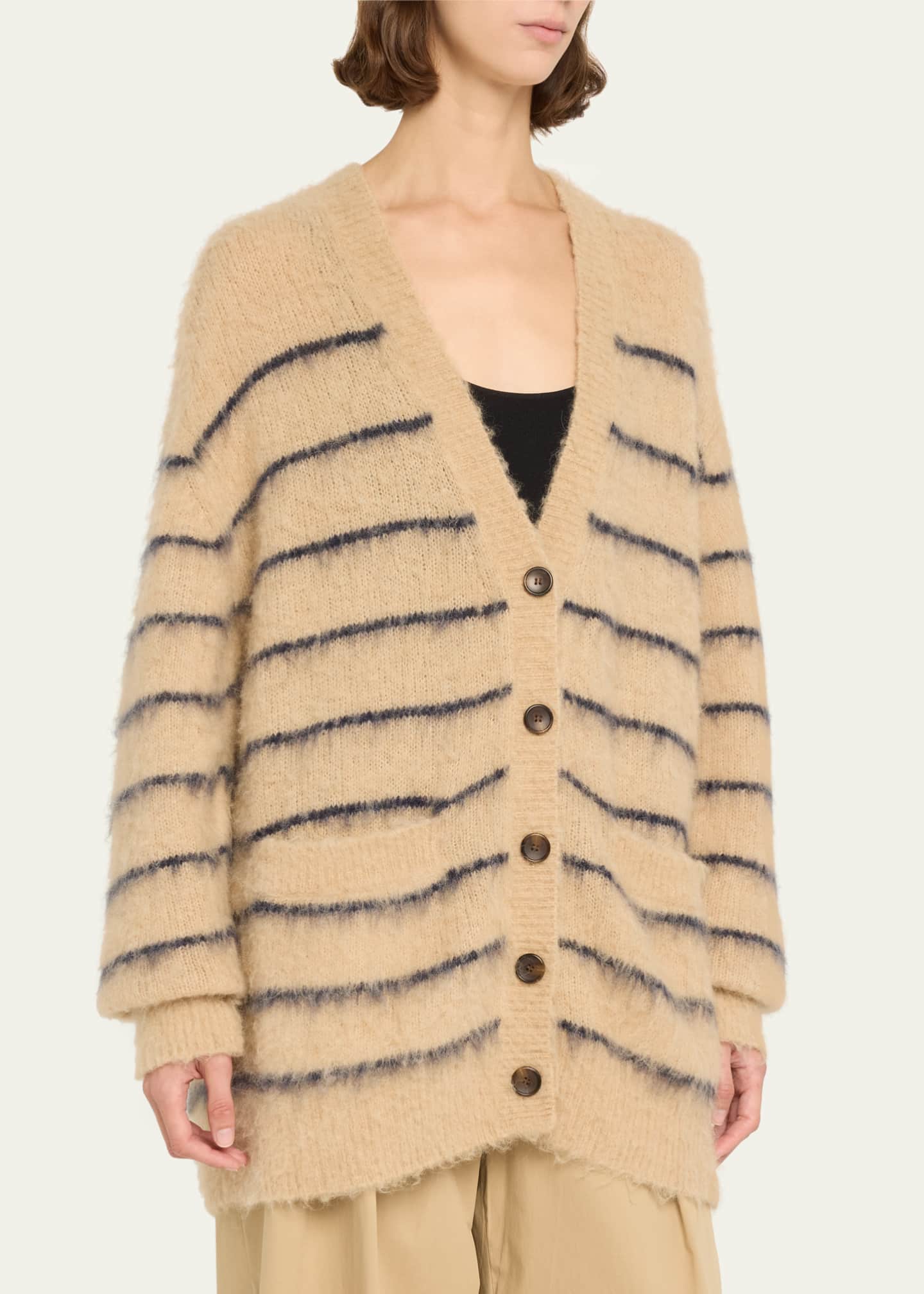 A.L.C. Cody Stripe Fuzzy Cardigan Image 4 of 5