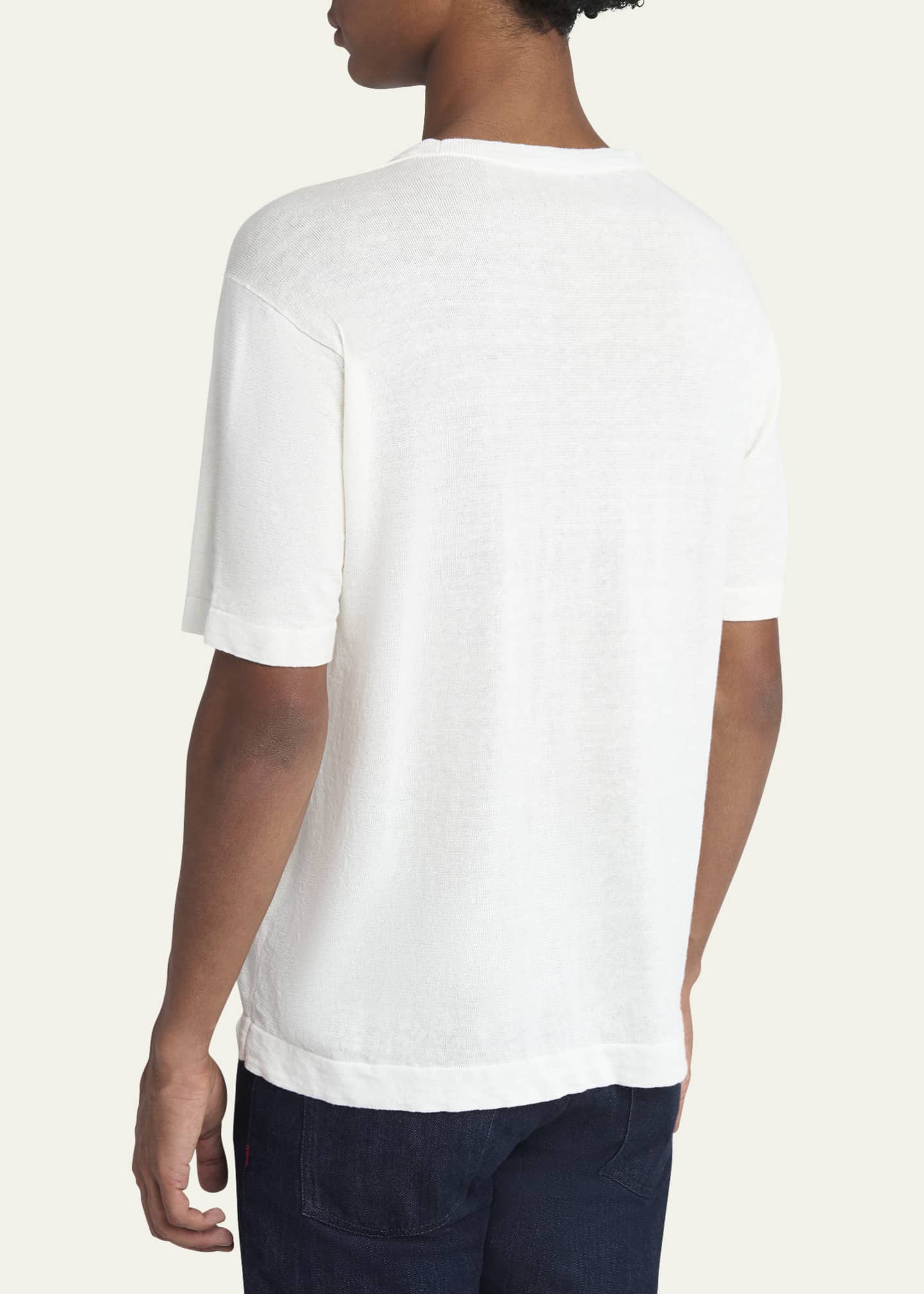 Kiton Men's Cotton and Linen Pocket T-Shirt Image 3 of 5