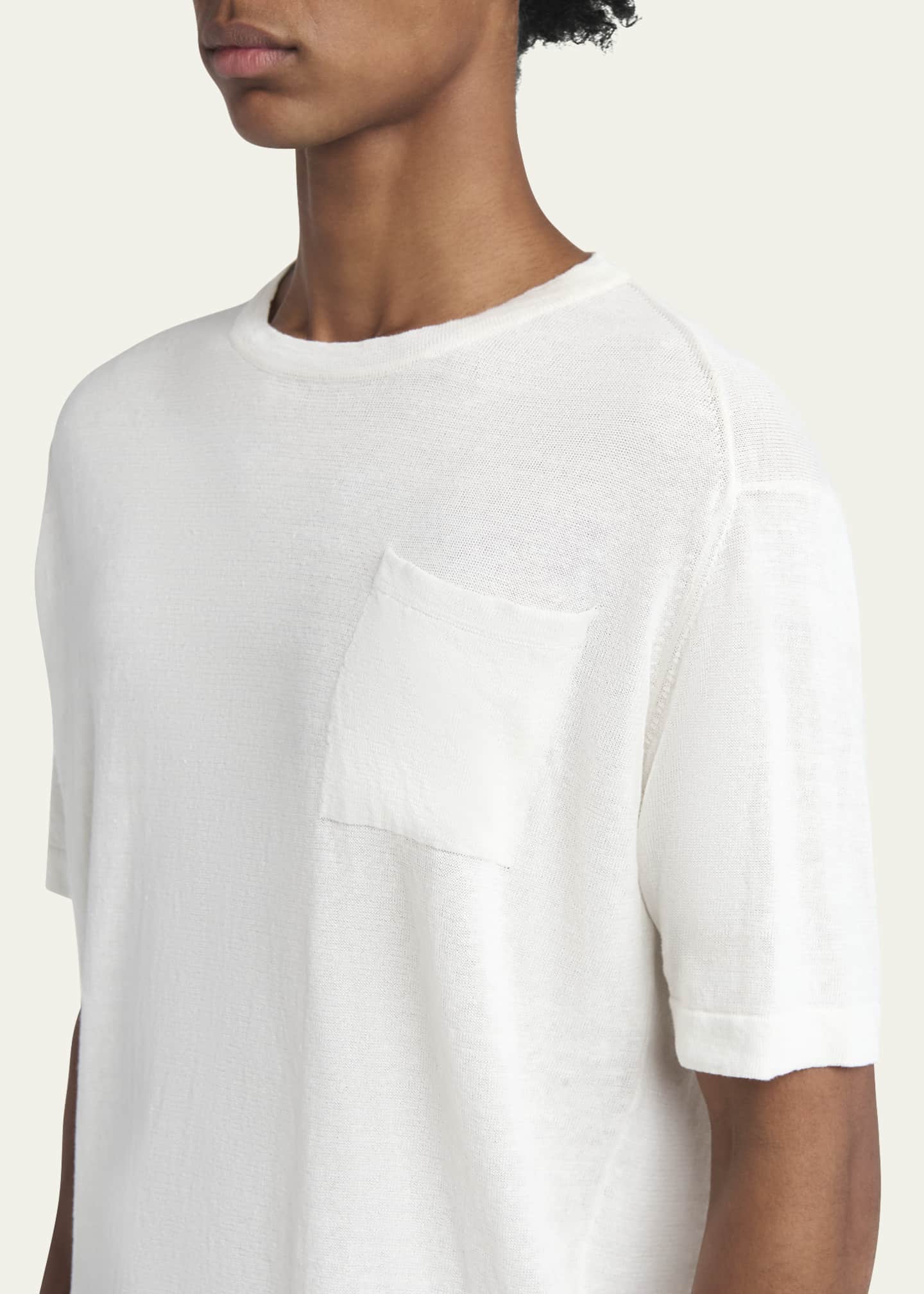 Kiton Men's Cotton and Linen Pocket T-Shirt Image 5 of 5