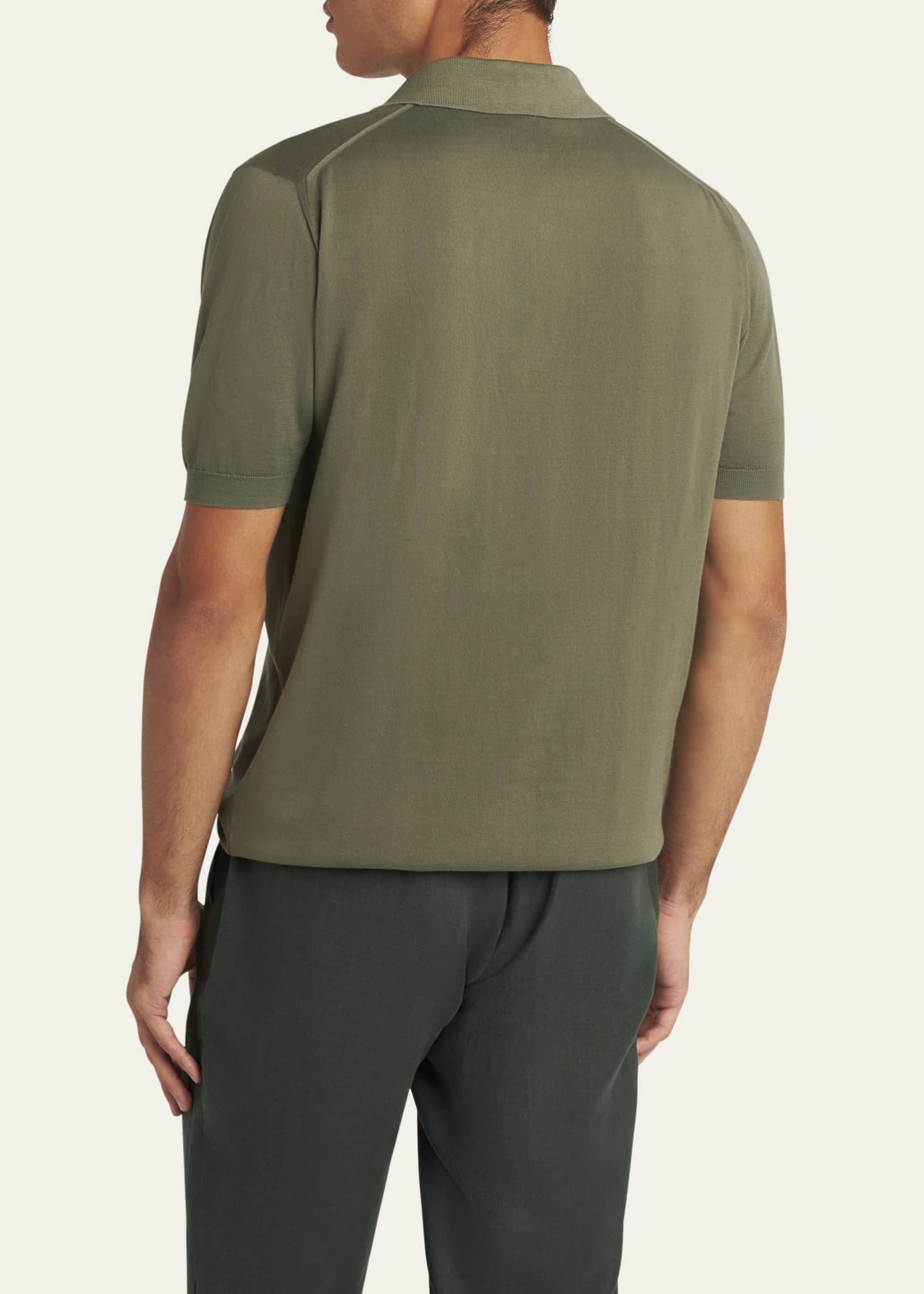 Kiton Men's Sea Island Cotton Knit Polo Shirt Image 3 of 5