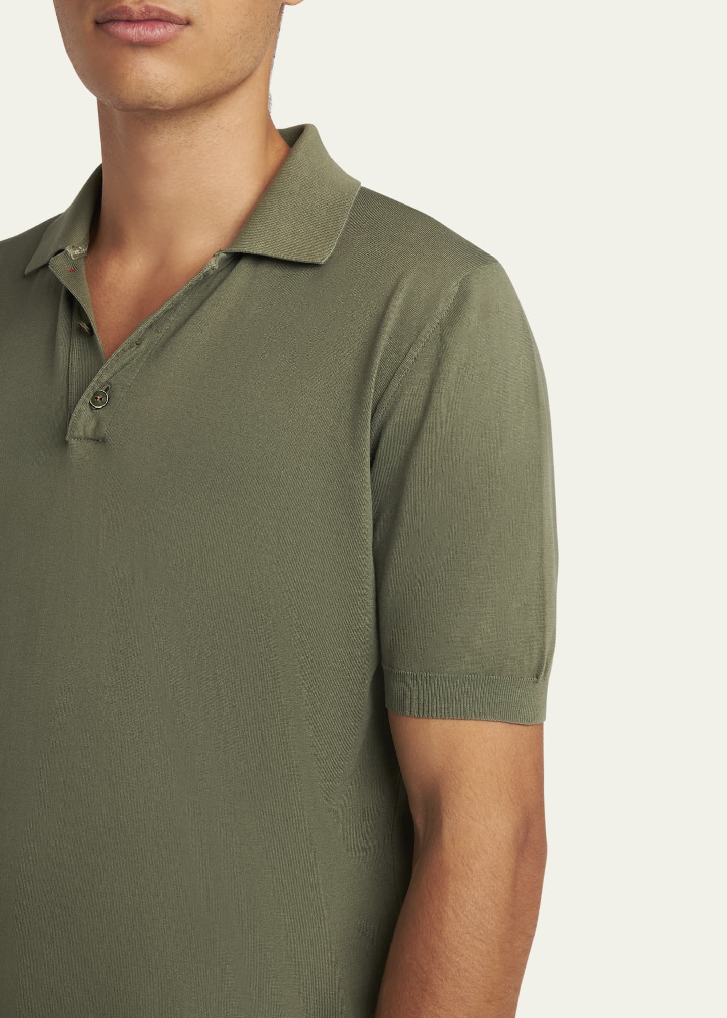 Kiton Men's Sea Island Cotton Knit Polo Shirt Image 5 of 5