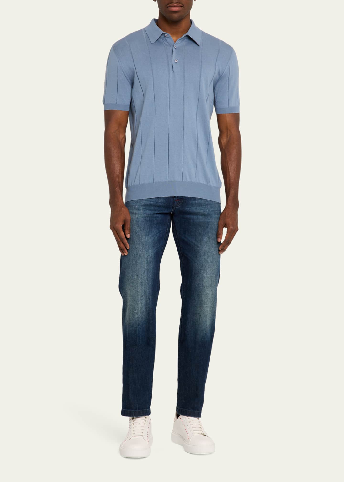 Kiton Men's Jacquard Stripe Polo Shirt Image 2 of 5