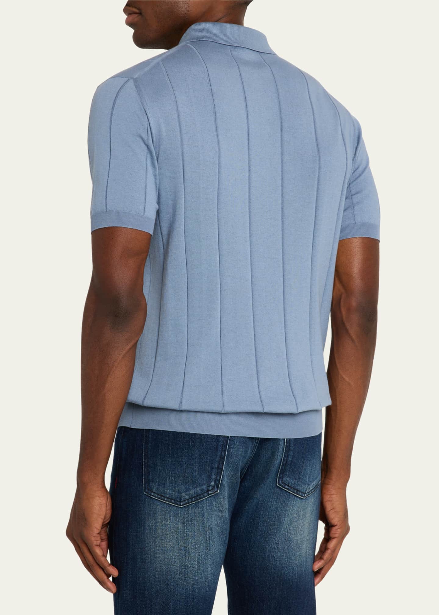 Kiton Men's Jacquard Stripe Polo Shirt Image 3 of 5
