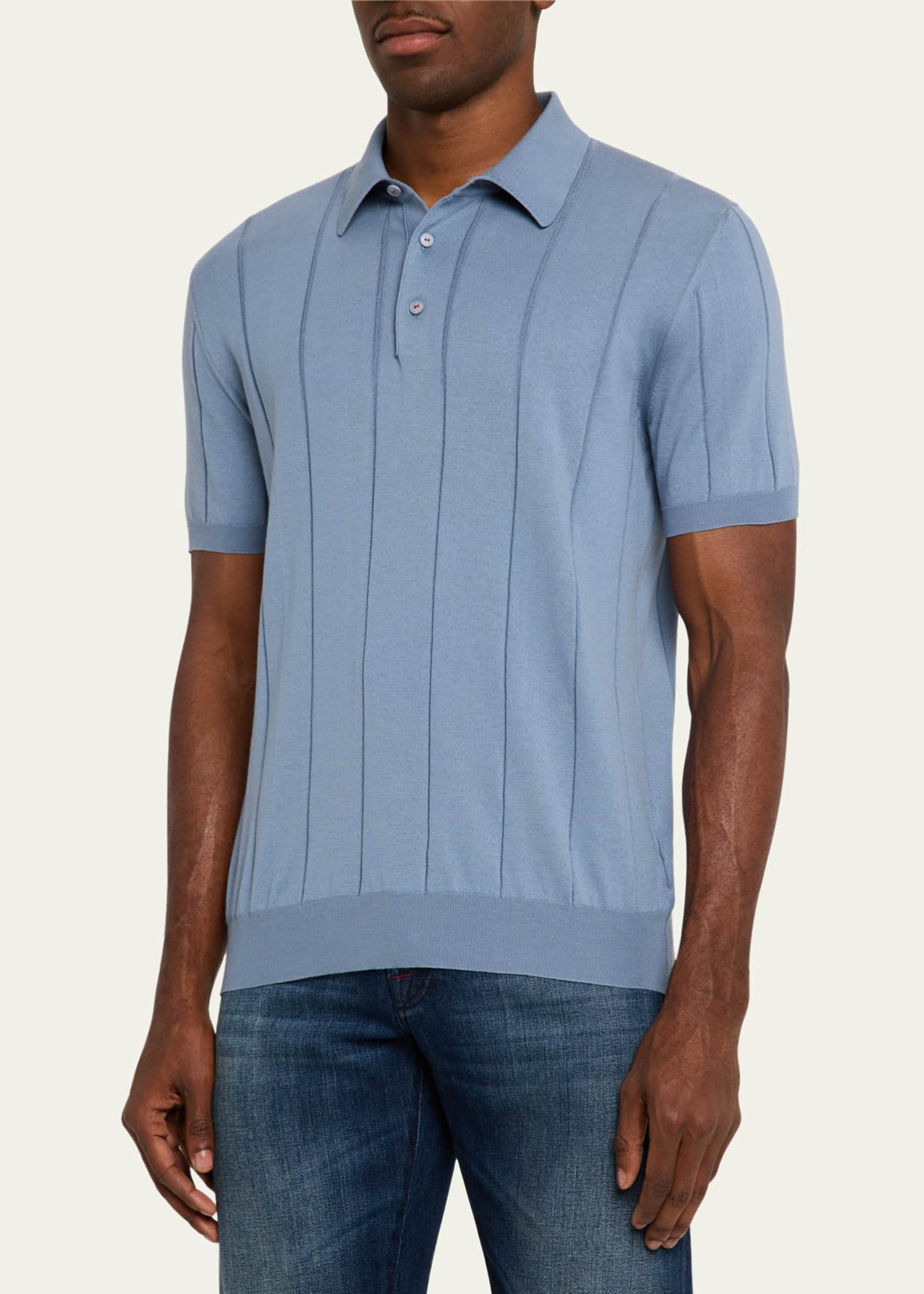 Kiton Men's Jacquard Stripe Polo Shirt Image 4 of 5