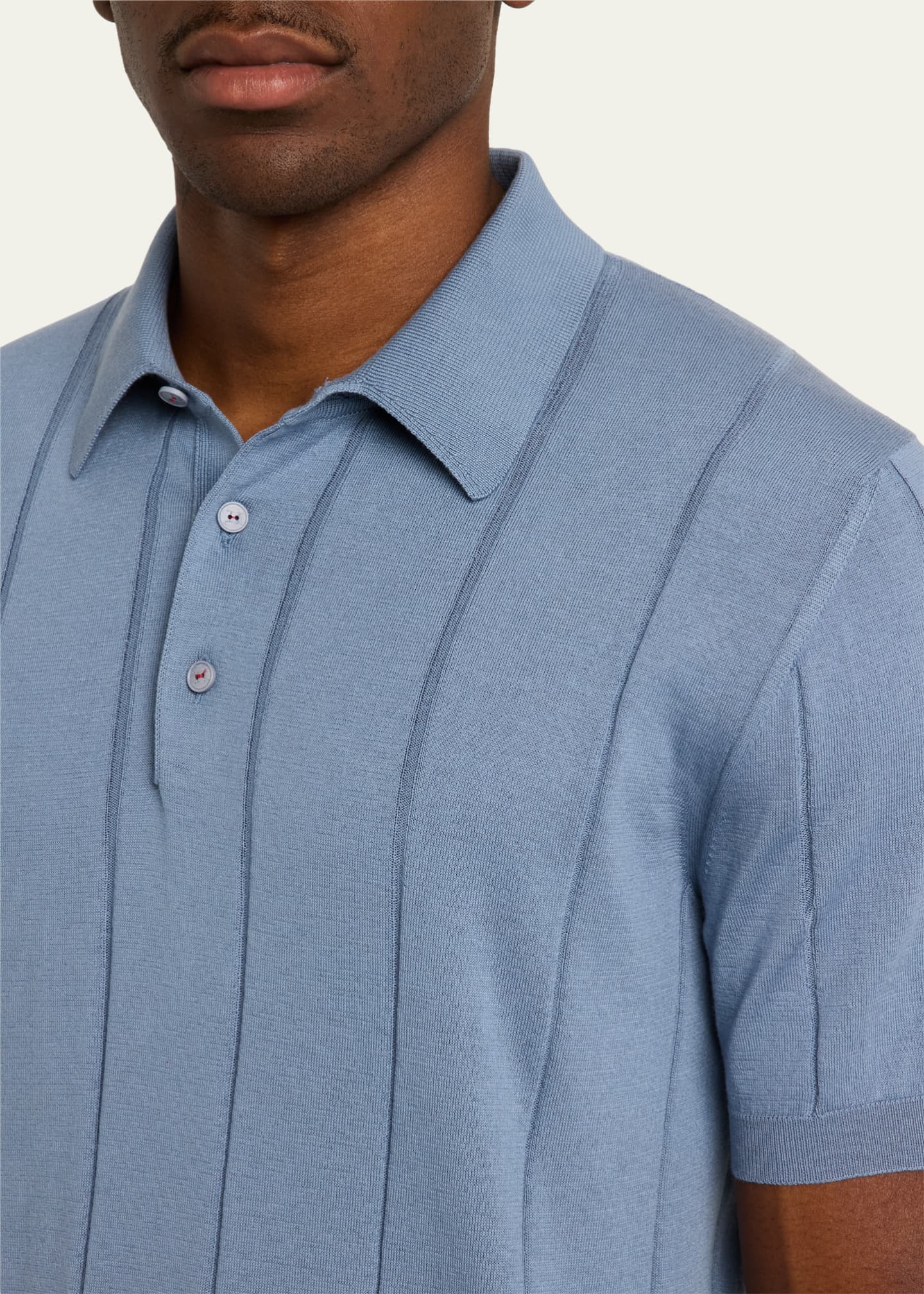 Kiton Men's Jacquard Stripe Polo Shirt Image 5 of 5